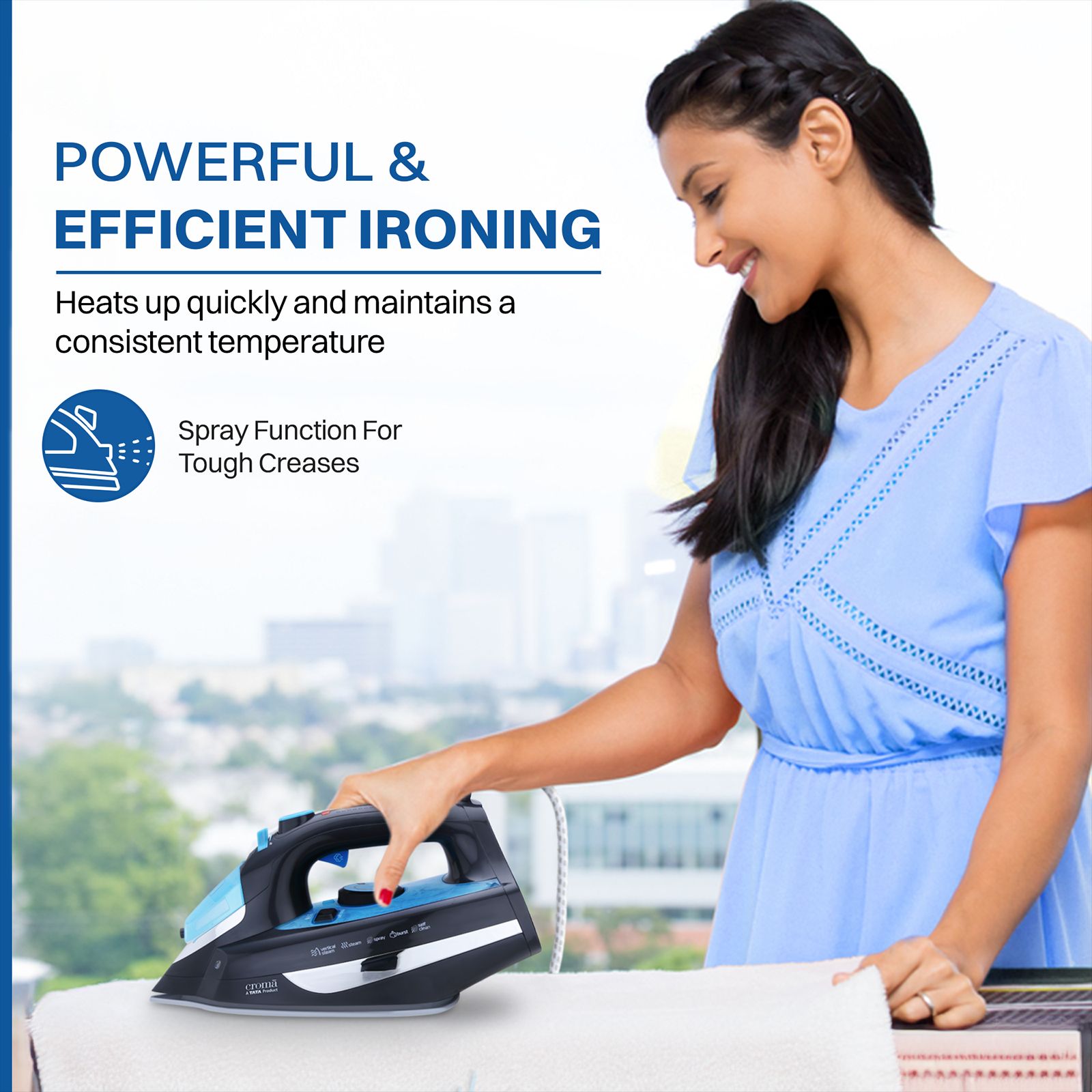 Croma 2000 Watts 300ml Steam Iron (Self Clean Function, Aqua Blue) Croma 2000 Watts 300ml Steam Iron (Self Clean Function, Aqua Blue)_6