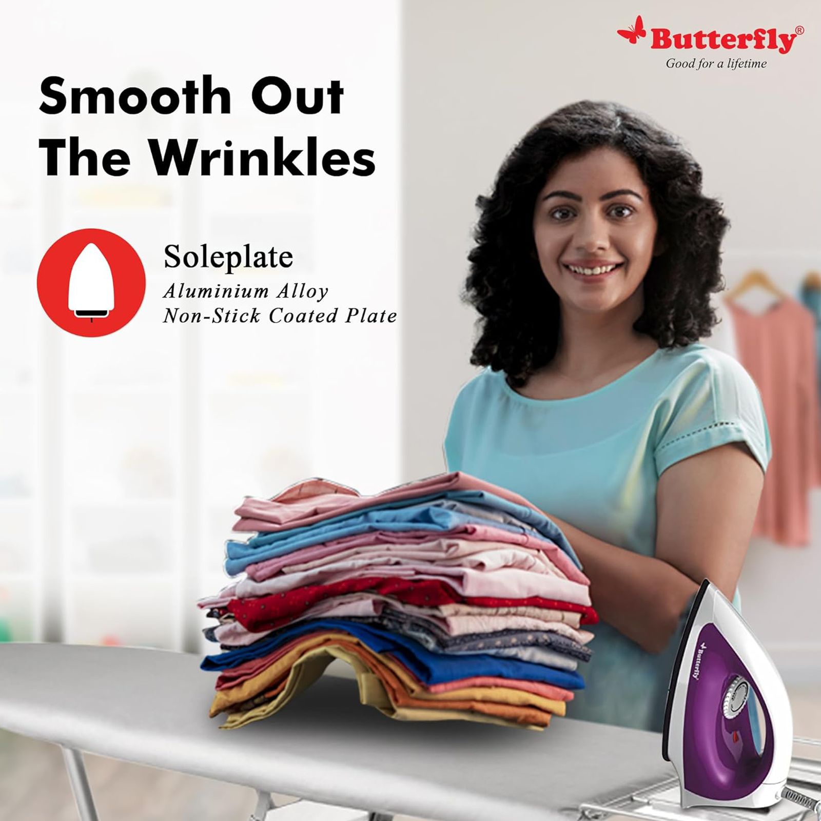 Butterfly Aries 1000 Watts Dry Iron (Thermal Fuse For Safety, Purple)_4