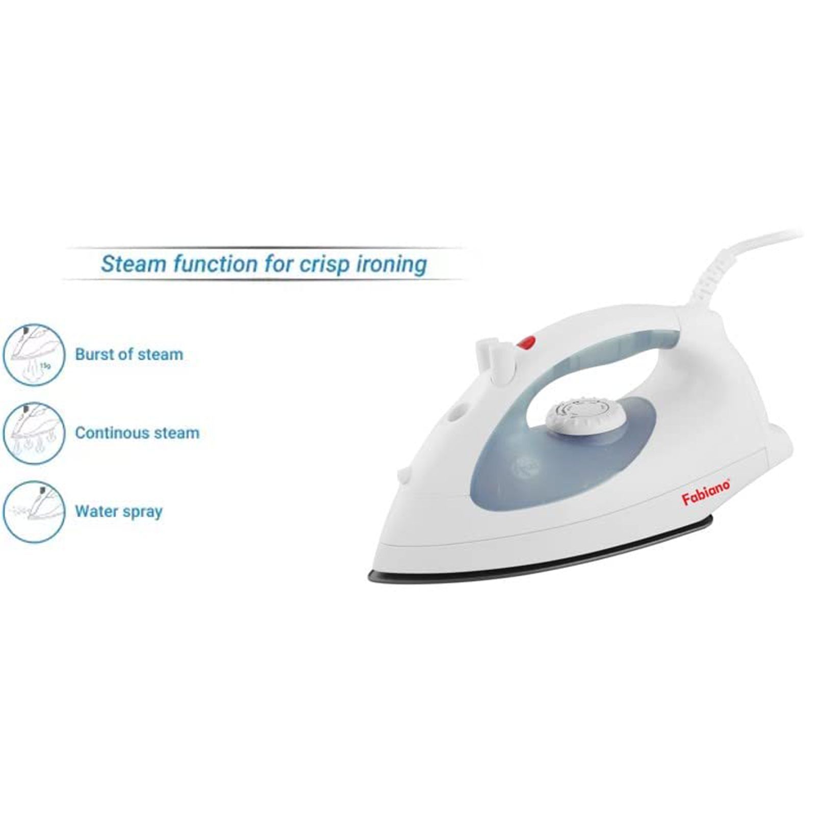 Fabiano Dyna 1200 Watts 200ml Steam Iron (Shock Proof Resistant Body, White & Blue)_3