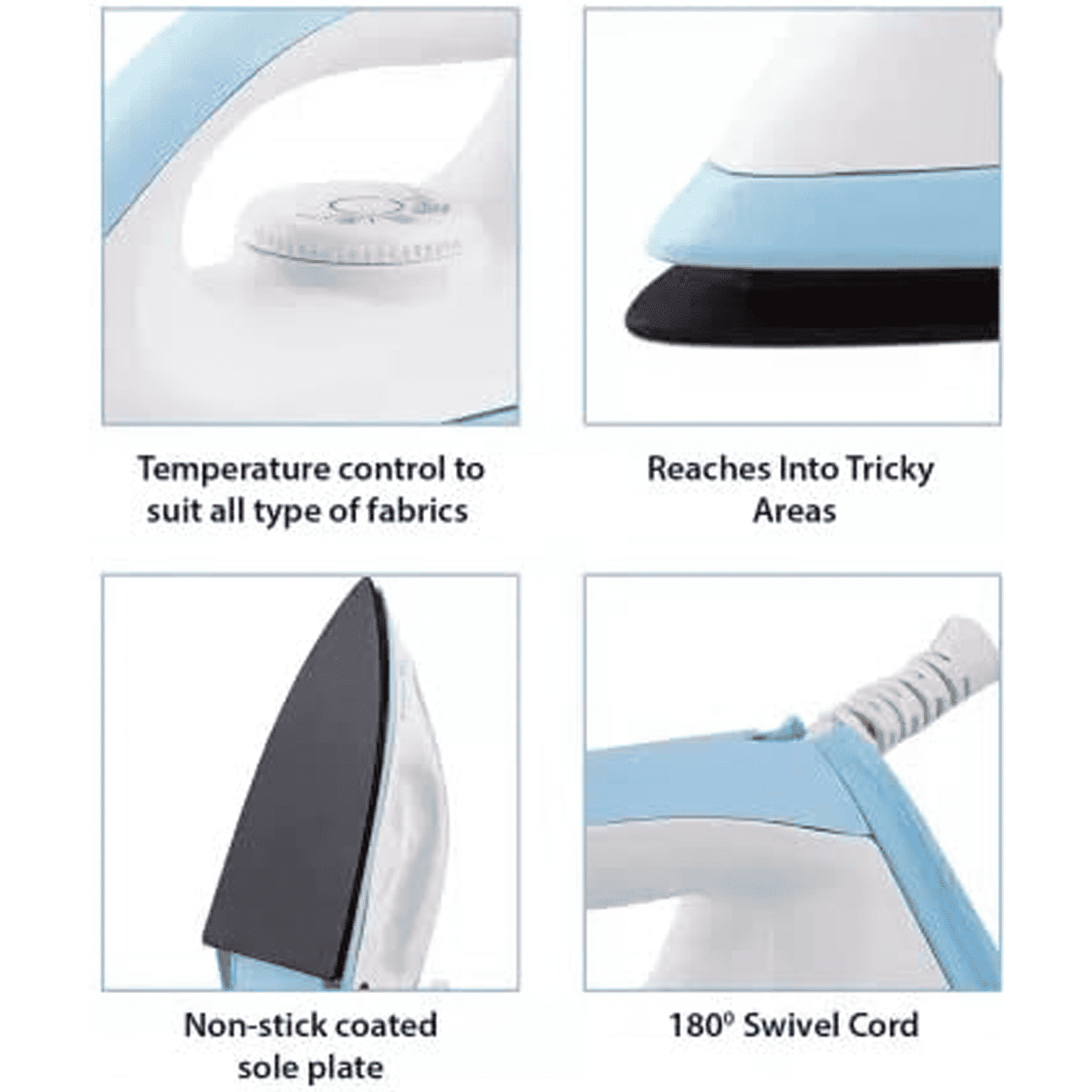 Fabiano Husky 1100 Watts Dry Iron (Comfortable Grip, White & Blue)_2