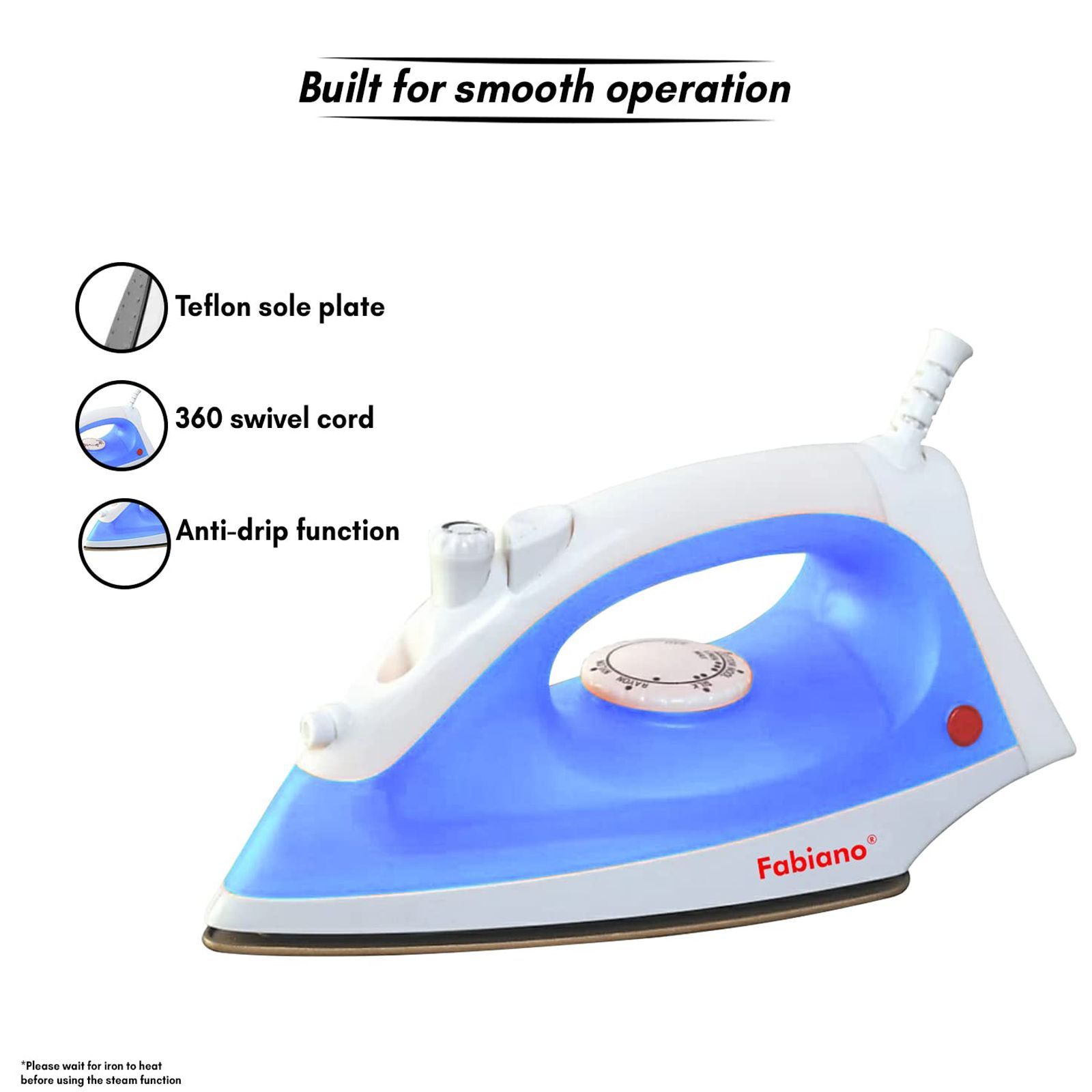 Fabiano FABSIHAZE 1200 Watts 200ml Steam Iron (Automatic Shut-Off, White & Blue) Fabiano FABSIHAZE 1200 Watts 200ml Steam Iron (Automatic Shut-Off, White & Blue)_2