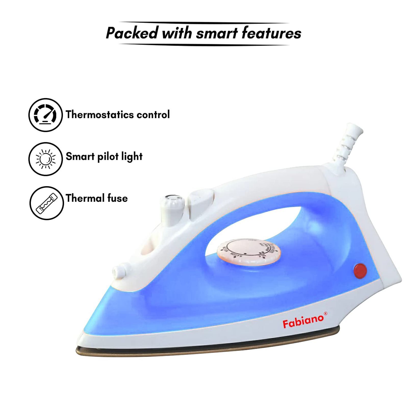Fabiano FABSIHAZE 1200 Watts 200ml Steam Iron (Automatic Shut-Off, White & Blue) Fabiano FABSIHAZE 1200 Watts 200ml Steam Iron (Automatic Shut-Off, White & Blue)_3