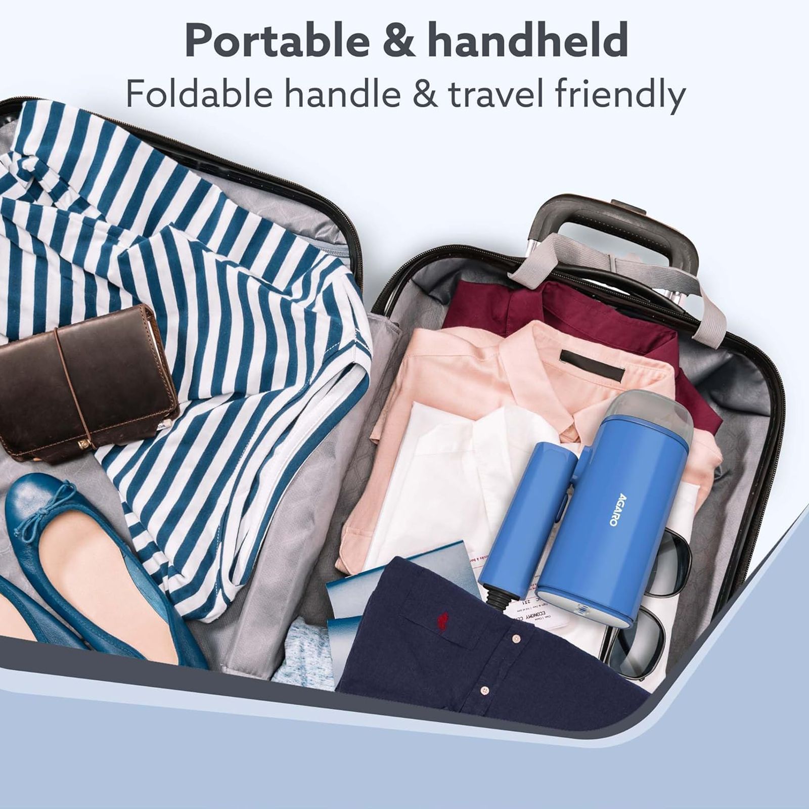 AGARO Elegant 1200 Watts Handheld Garment Steamer (170ml Water Tank, Dry Boiling Protection, Blue)_4