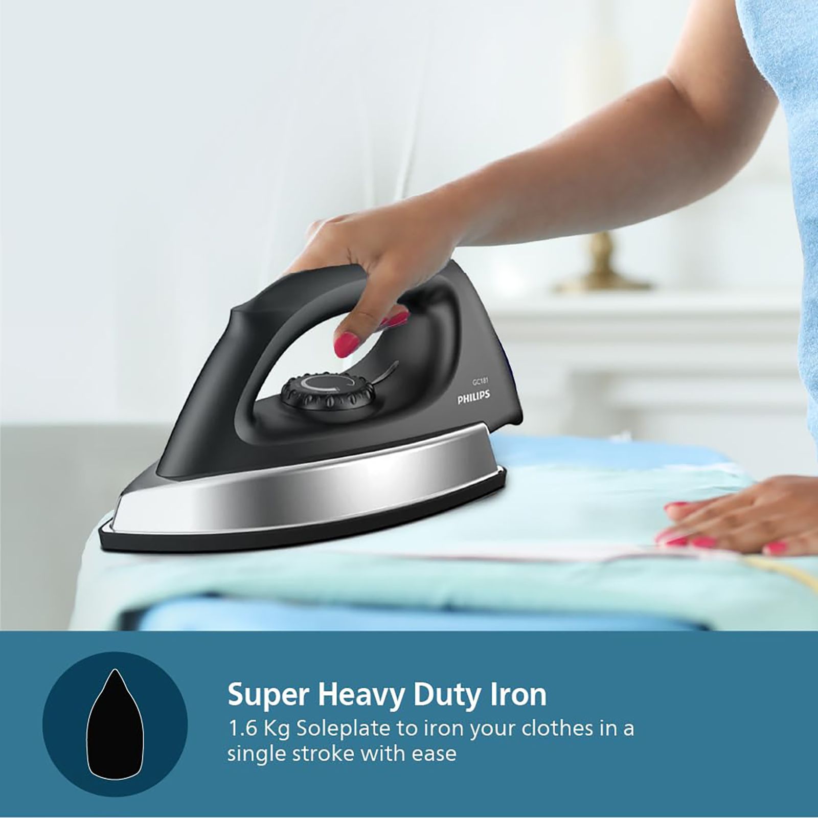 PHILIPS GC181/80 1000 Watts Dry Iron (Ergonomic Grip, Black)_7