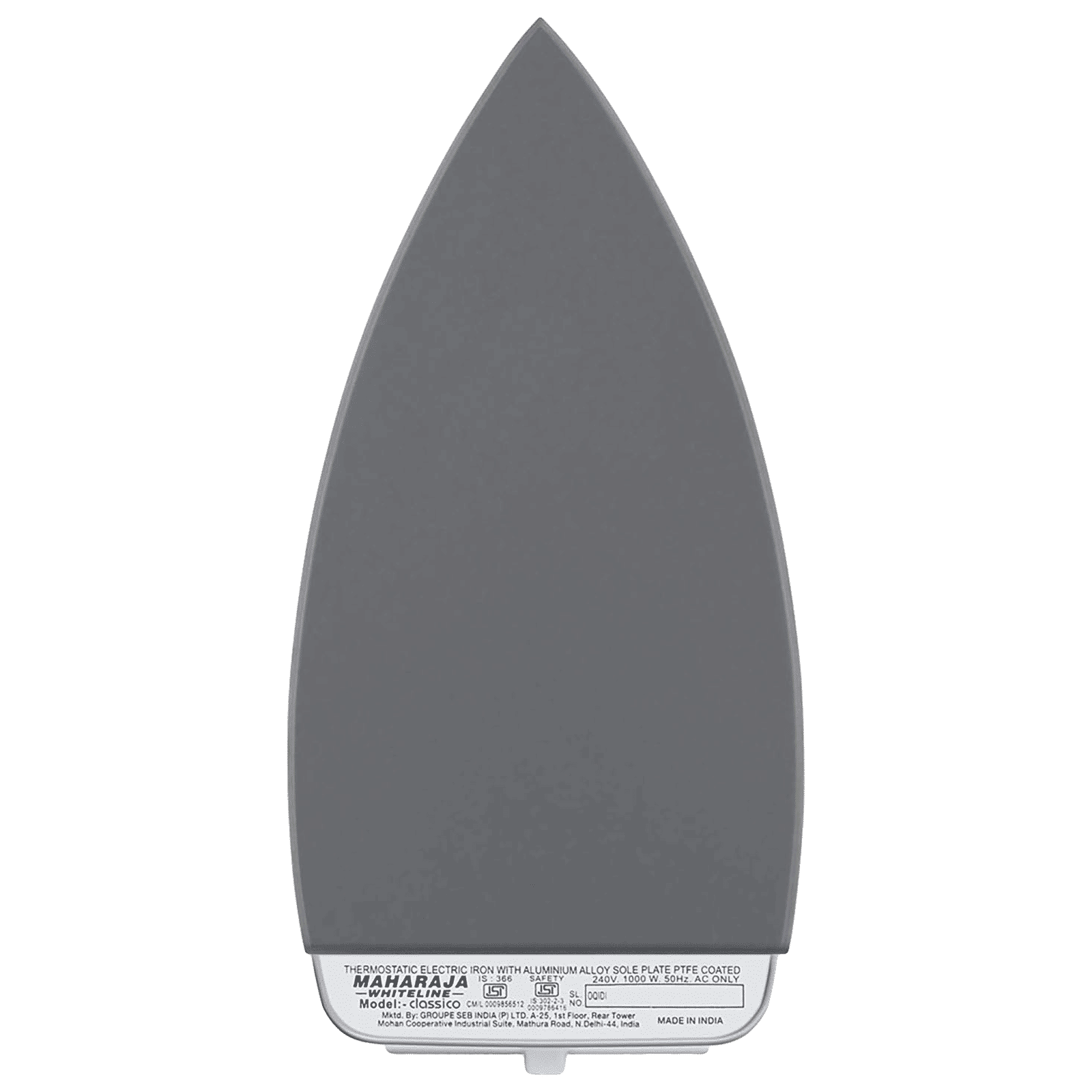 MAHARAJA WHITELINE Classico 1000 Watts Dry Iron (ISI Certified, White)_4