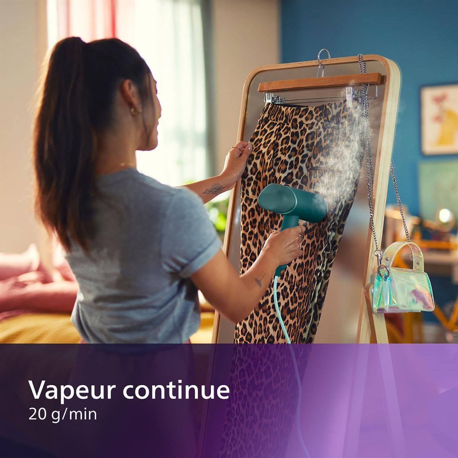 PHILIPS 1000 Watts Handheld Garment Steamer (120ml Water Tank, Drip Stop, Green)_8