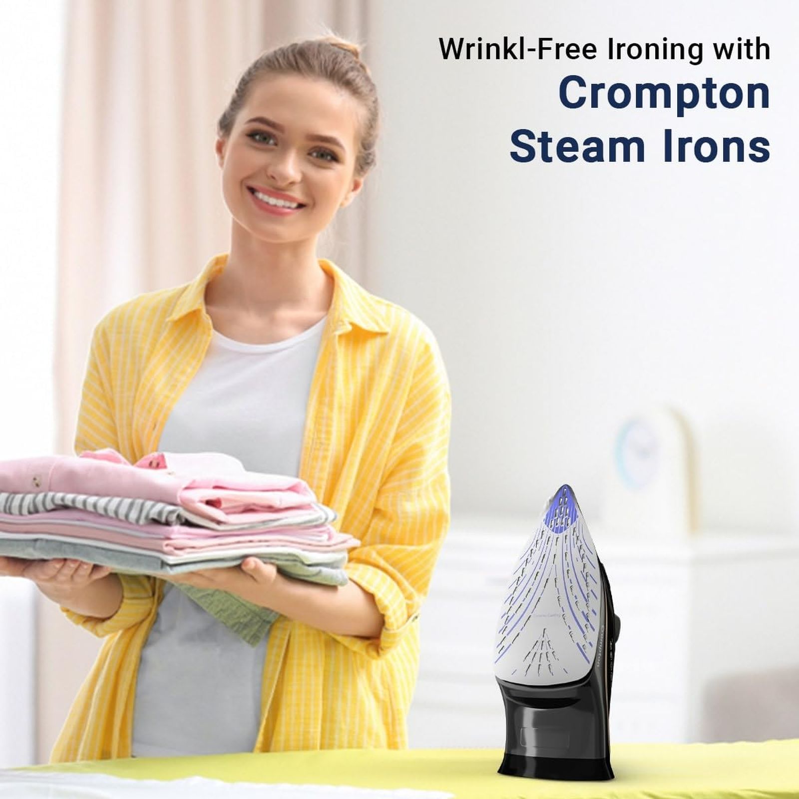 Crompton Fabrigenius 2000 Watts 380ml Steam Iron (6 Fabric Settings, Black)_5