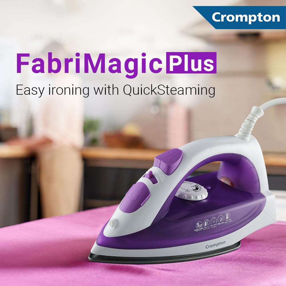 Crompton Fabrimagic Plus 1250 Watts 200ml Steam Iron (Anti-Drip Technology, Purple & White) Crompton Fabrimagic Plus 1250 Watts 200ml Steam Iron (Anti-Drip Technology, Purple & White)_6