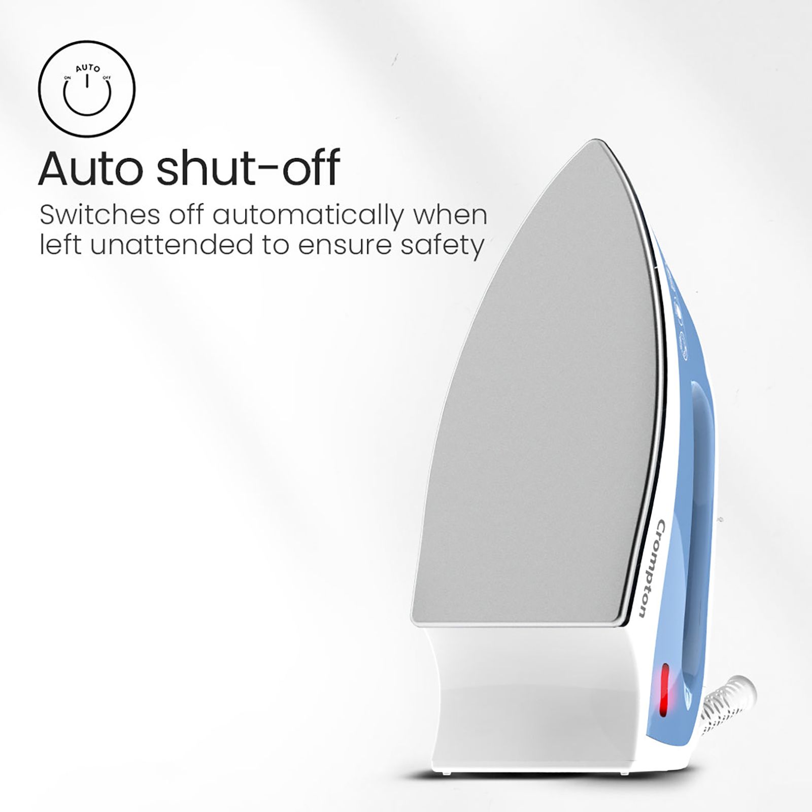 Crompton Brio 1000 Watts Dry Iron (6 Fabric Settings, Sky Blue & White)_8