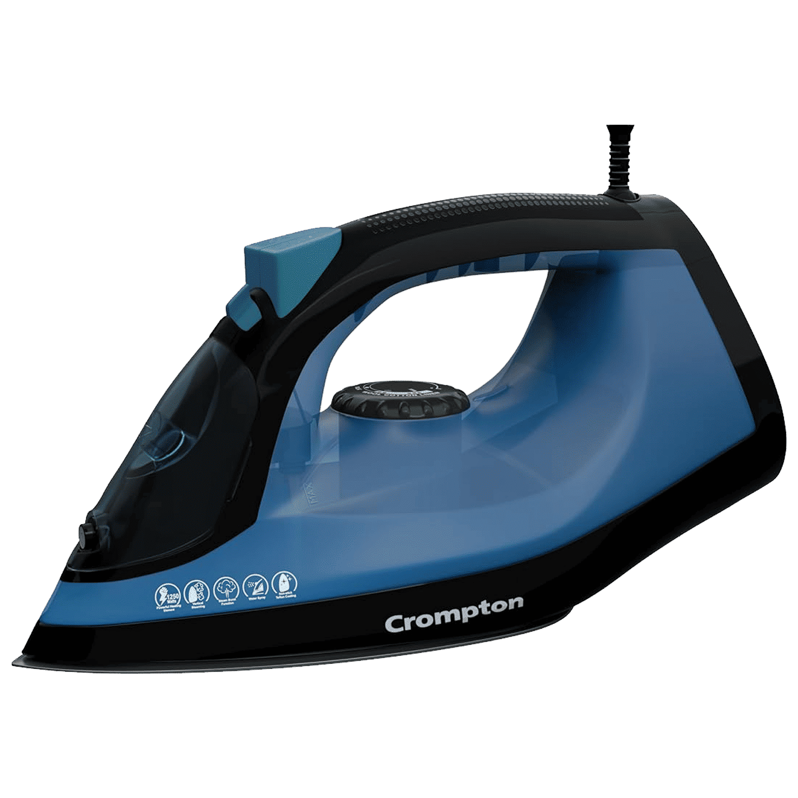 Crompton FabrimaX Plus 1250 Watts 200ml Steam Iron (6 Fabric Settings, Black & Blue) Crompton FabrimaX Plus 1250 Watts 200ml Steam Iron (6 Fabric Settings, Black & Blue)_1