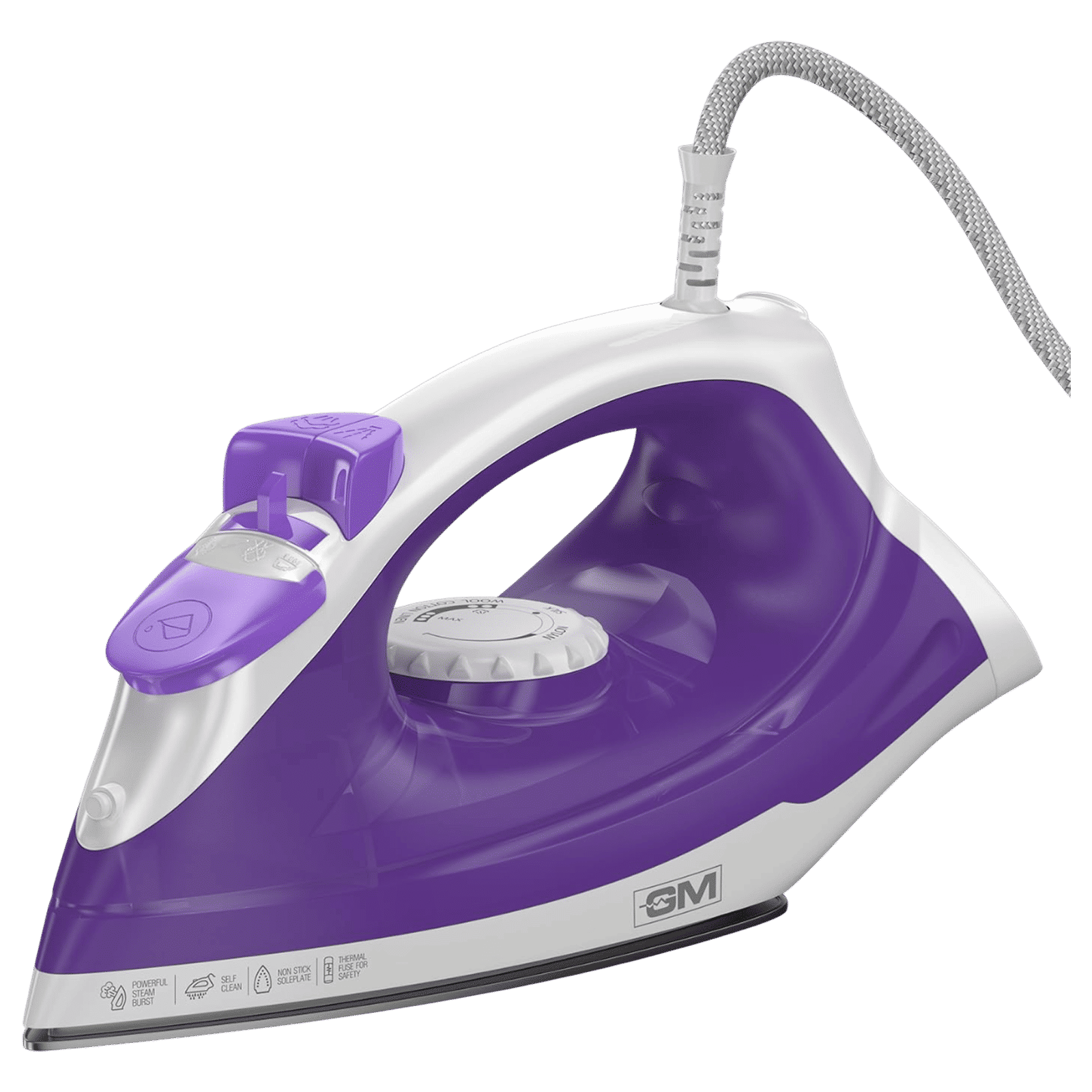 GM G-Swift 1250 Watts 160ml Steam Iron (360 Degree Swivel Cord, Purple)_1