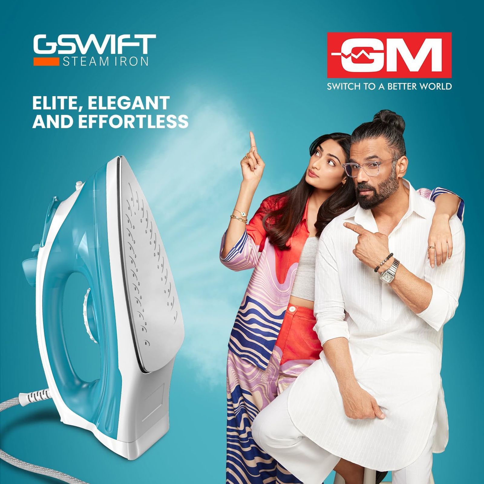 GM G-Swift 1250 Watts 160ml Steam Iron (Vertical Steam Ironing, Blue)_6