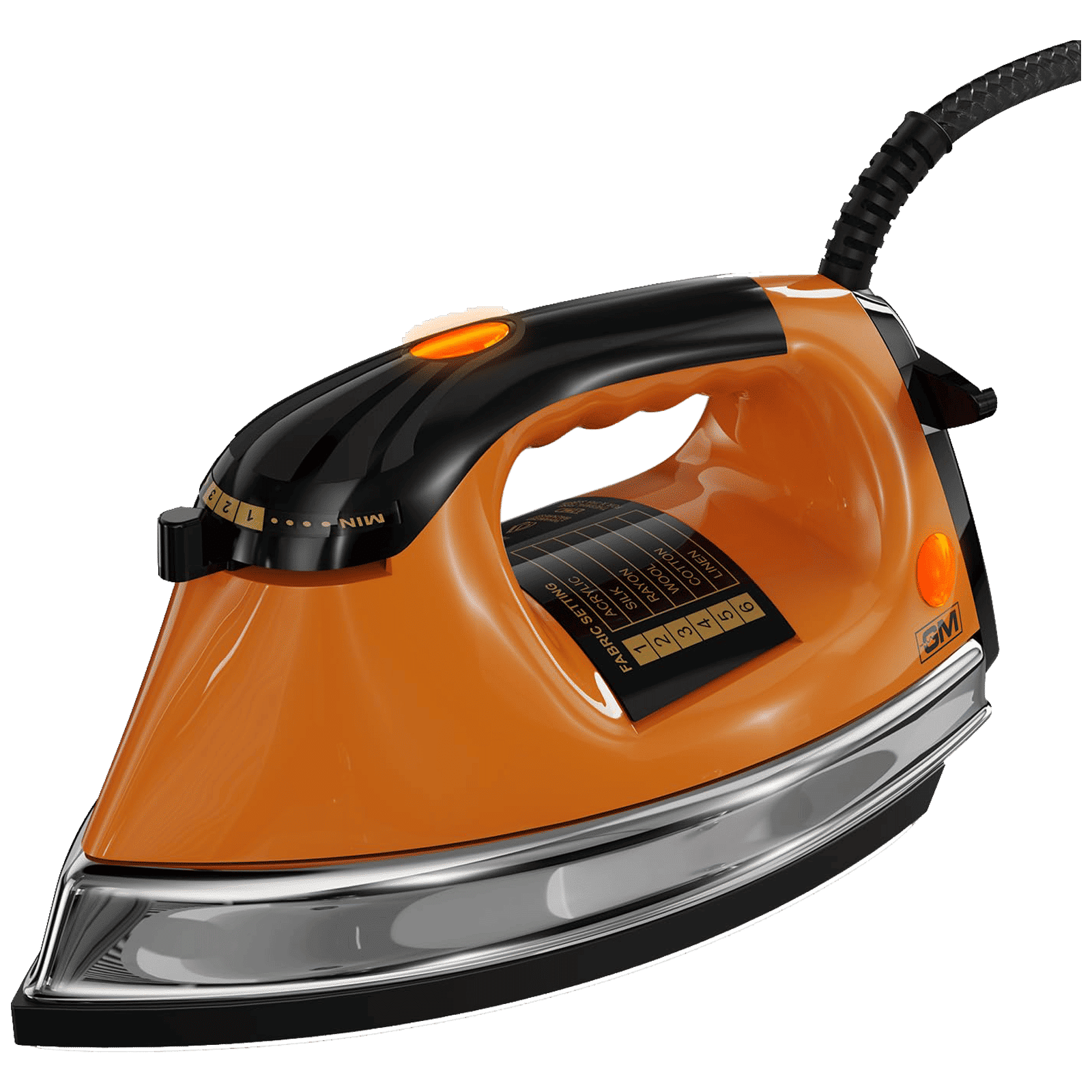 GM Ferro 1200 Watts Dry Iron (360-Degree Swivel Cord, Orange)_1