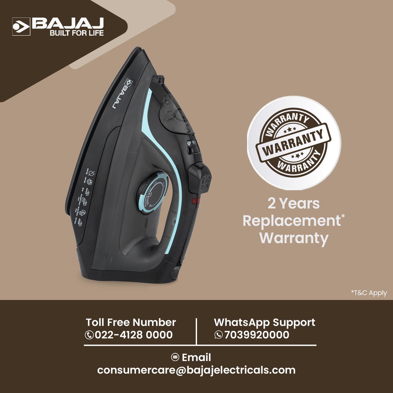 BAJAJ MX 45 2000 Watts 220ml Steam Iron (Anti Drip Technology, Black & Grey) BAJAJ MX 45 2000 Watts 220ml Steam Iron (Anti Drip Technology, Black & Grey)_10