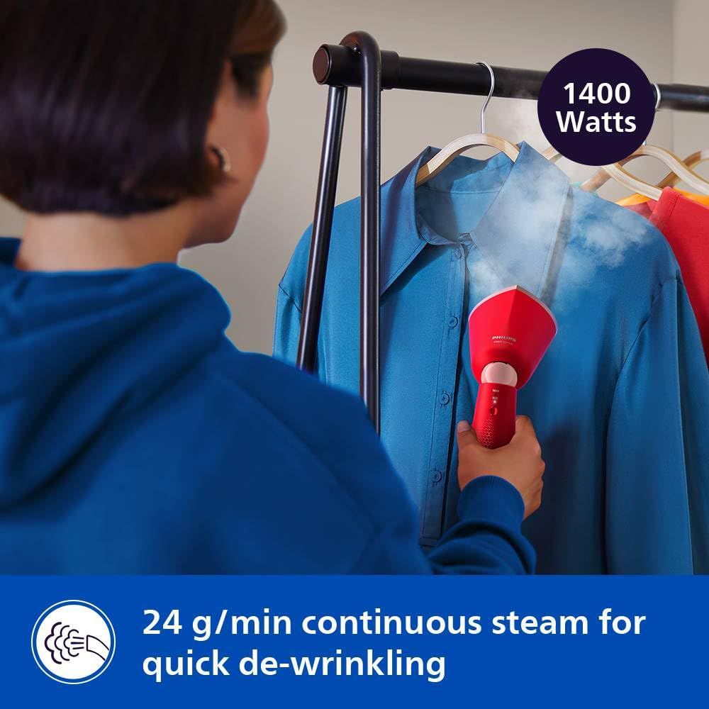 PHILIPS 5000 Series 1400 Watts Handheld Garment Steamer (120ml Water Tank, 2 Modes, Drip Stop, Orange Red)_8