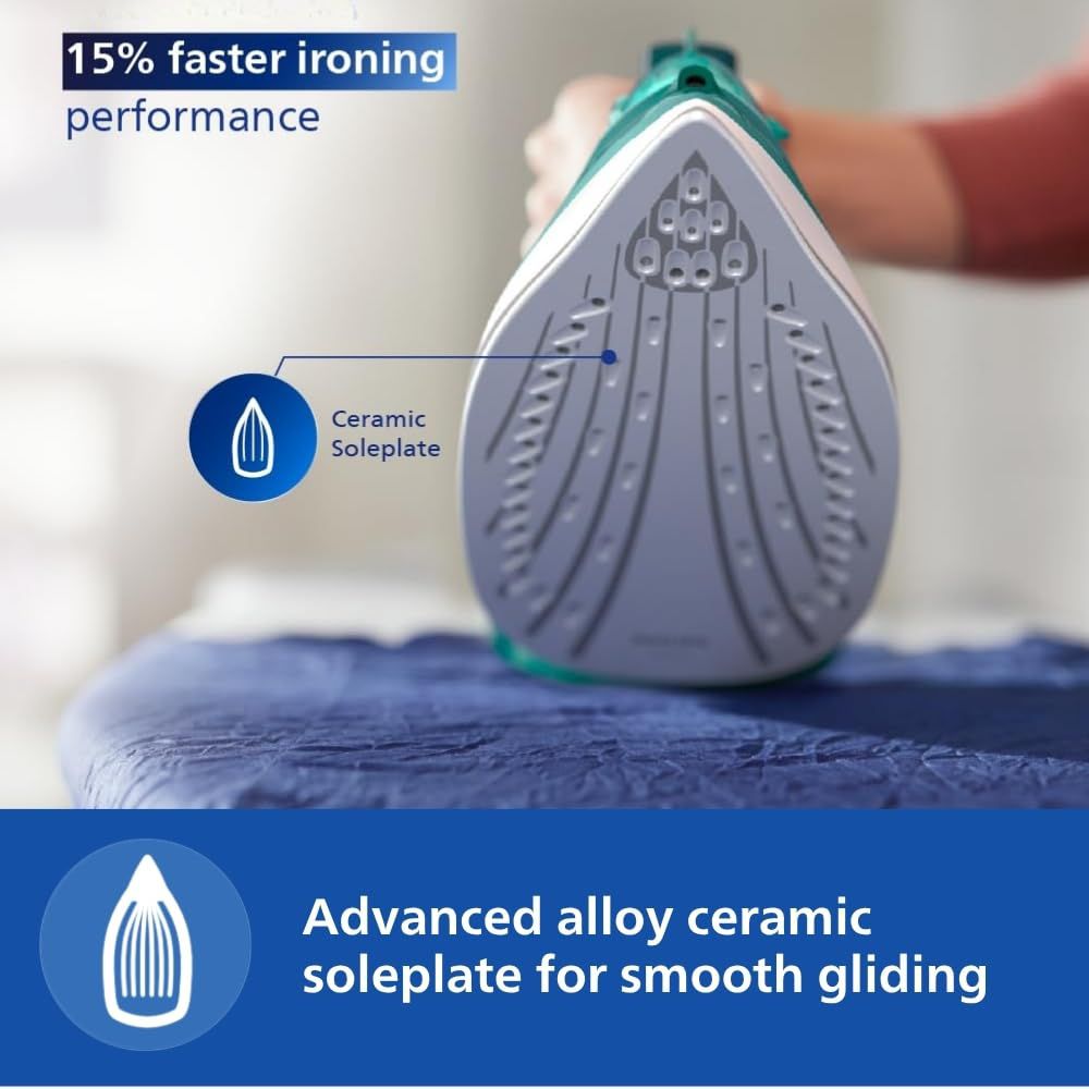 PHILIPS Speed Pro 2400 Watts 300ml Steam Iron (Drip Stop Technology, Green)_14