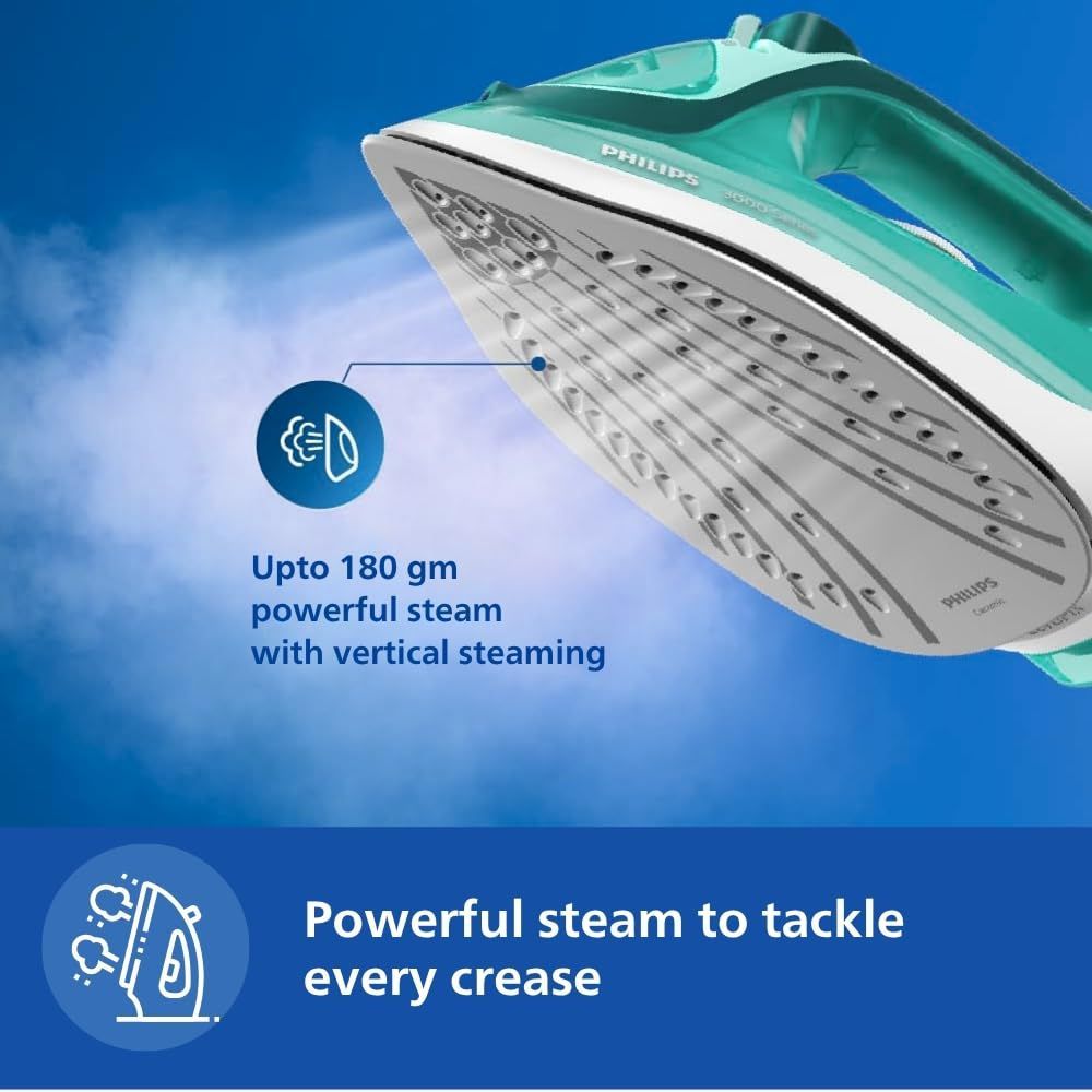 PHILIPS Speed Pro 2400 Watts 300ml Steam Iron (Drip Stop Technology, Green)_15