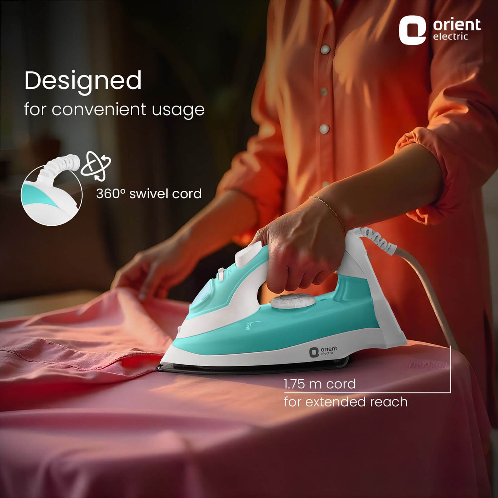 Orient 1440 Watts 200ml Steam Iron (Temperature Control, Green)_10