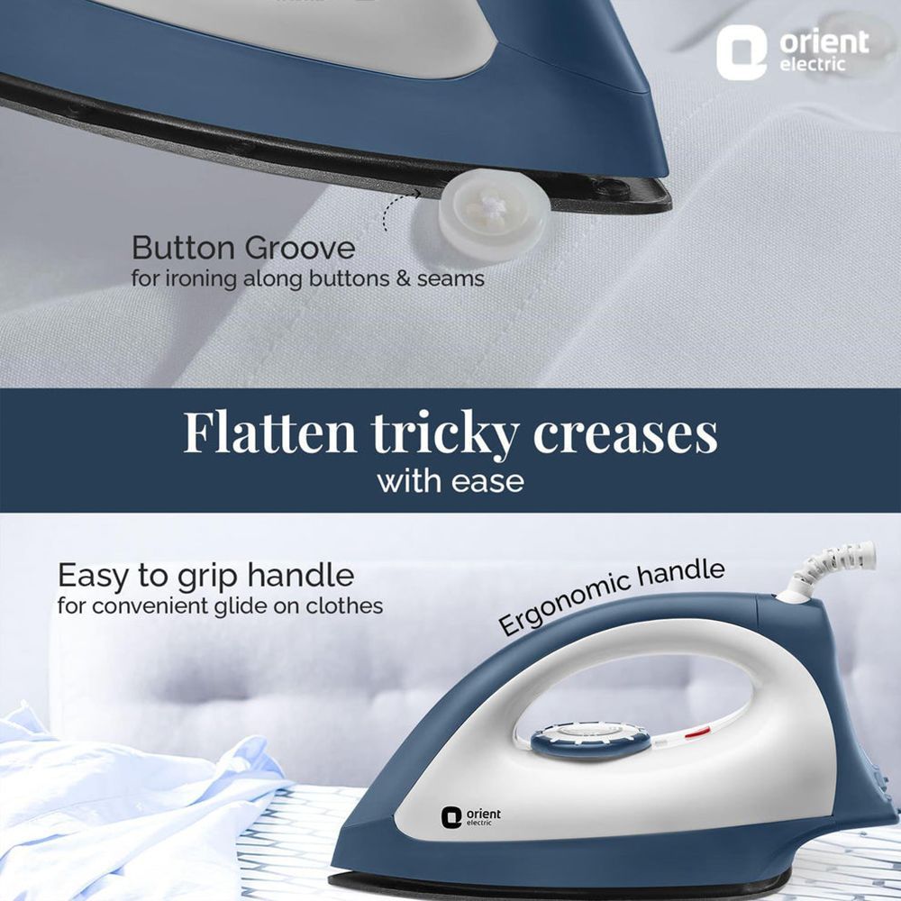 Orient Lyvi 1100 Watts Dry Iron (Quick Heat Technology, White & Blue)_6