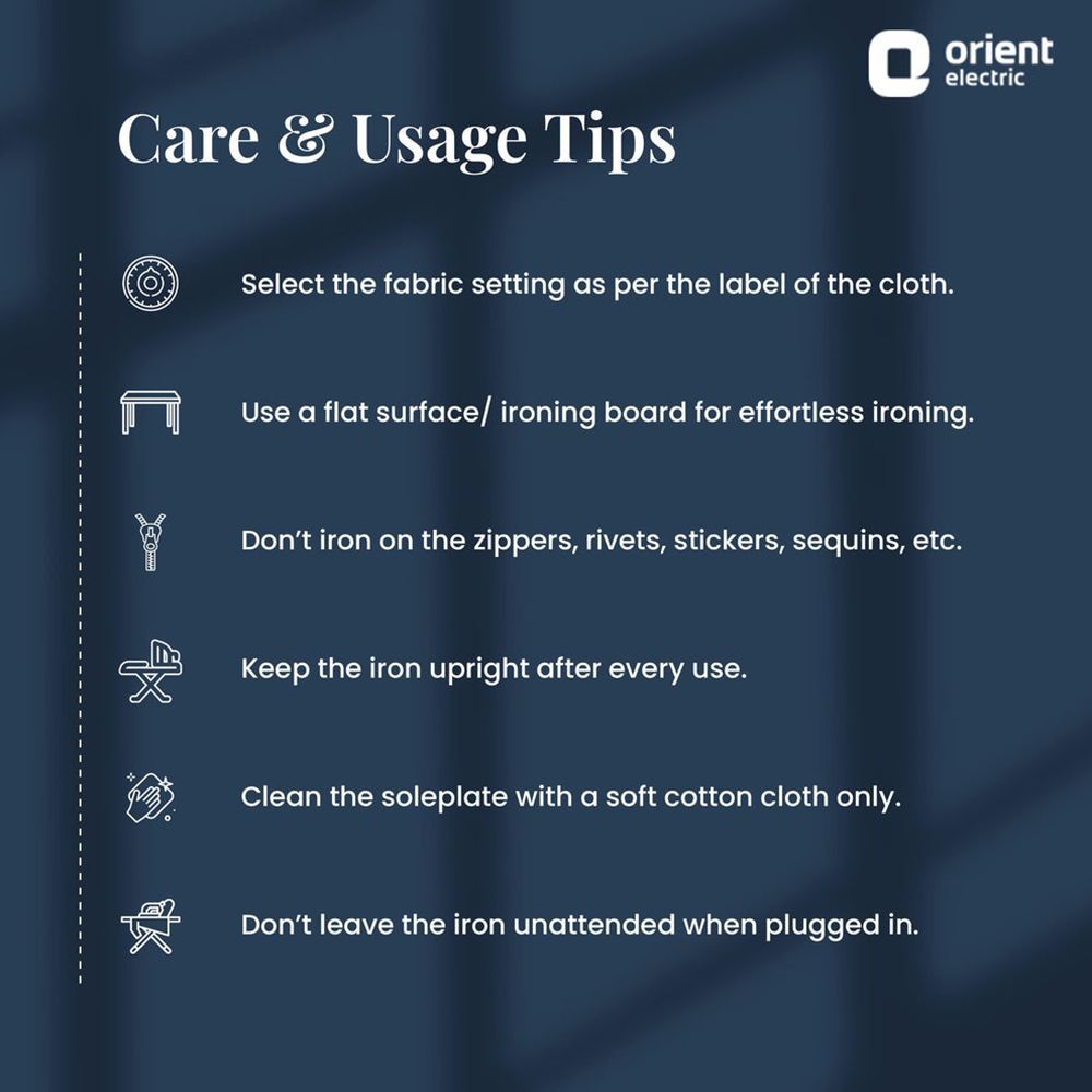 Orient Lyvi 1100 Watts Dry Iron (Quick Heat Technology, White & Blue)_8