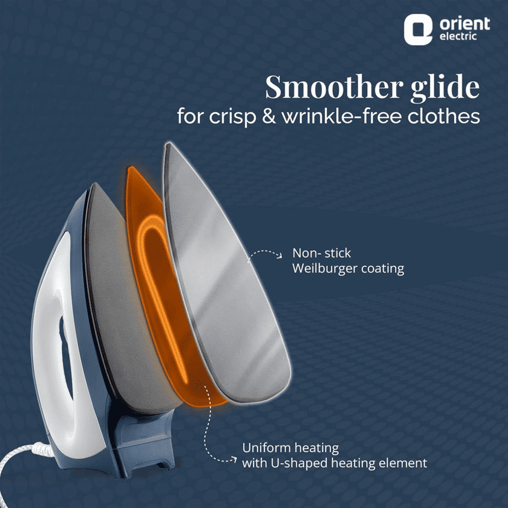 Orient Lyvi 1100 Watts Dry Iron (Quick Heat Technology, White & Blue)_9