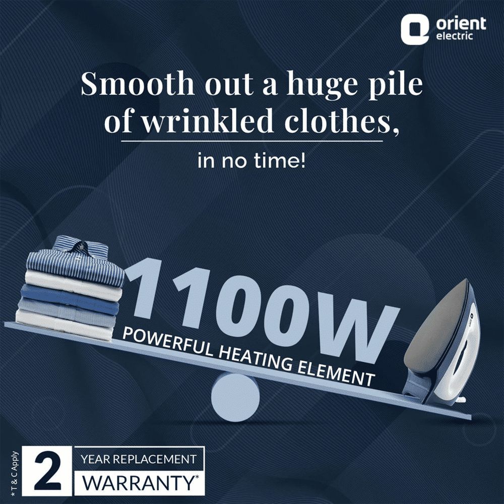 Orient Lyvi 1100 Watts Dry Iron (Quick Heat Technology, White & Blue)_11
