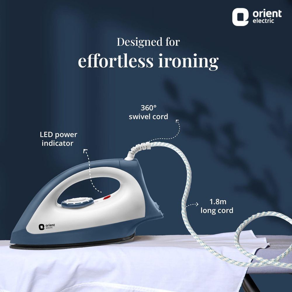 Orient Lyvi 1100 Watts Dry Iron (Quick Heat Technology, White & Blue)_12
