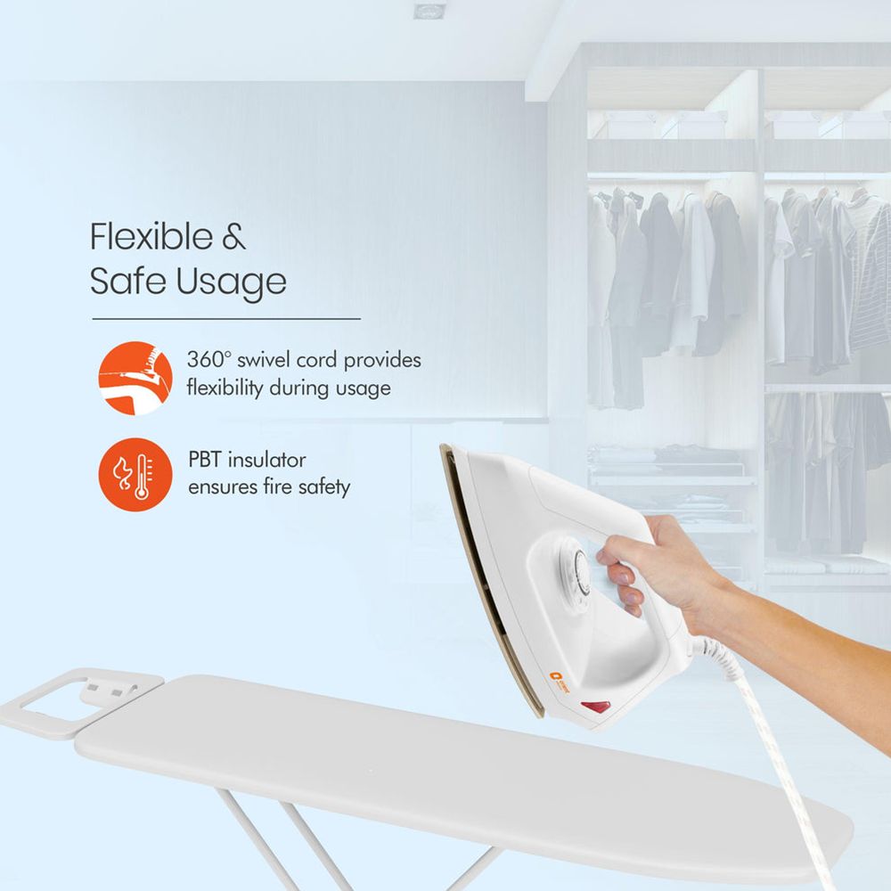 Orient Fabrismooth 1000 Watts Dry Iron (Temperature Control, White)_7