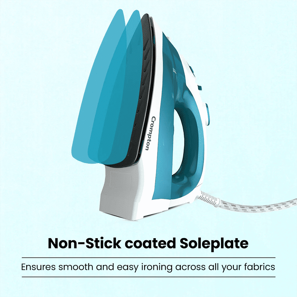 Crompton FabriMax Neo 1250 Watts 200ml Steam Iron (6 Fabric Settings, White & Teal)_10