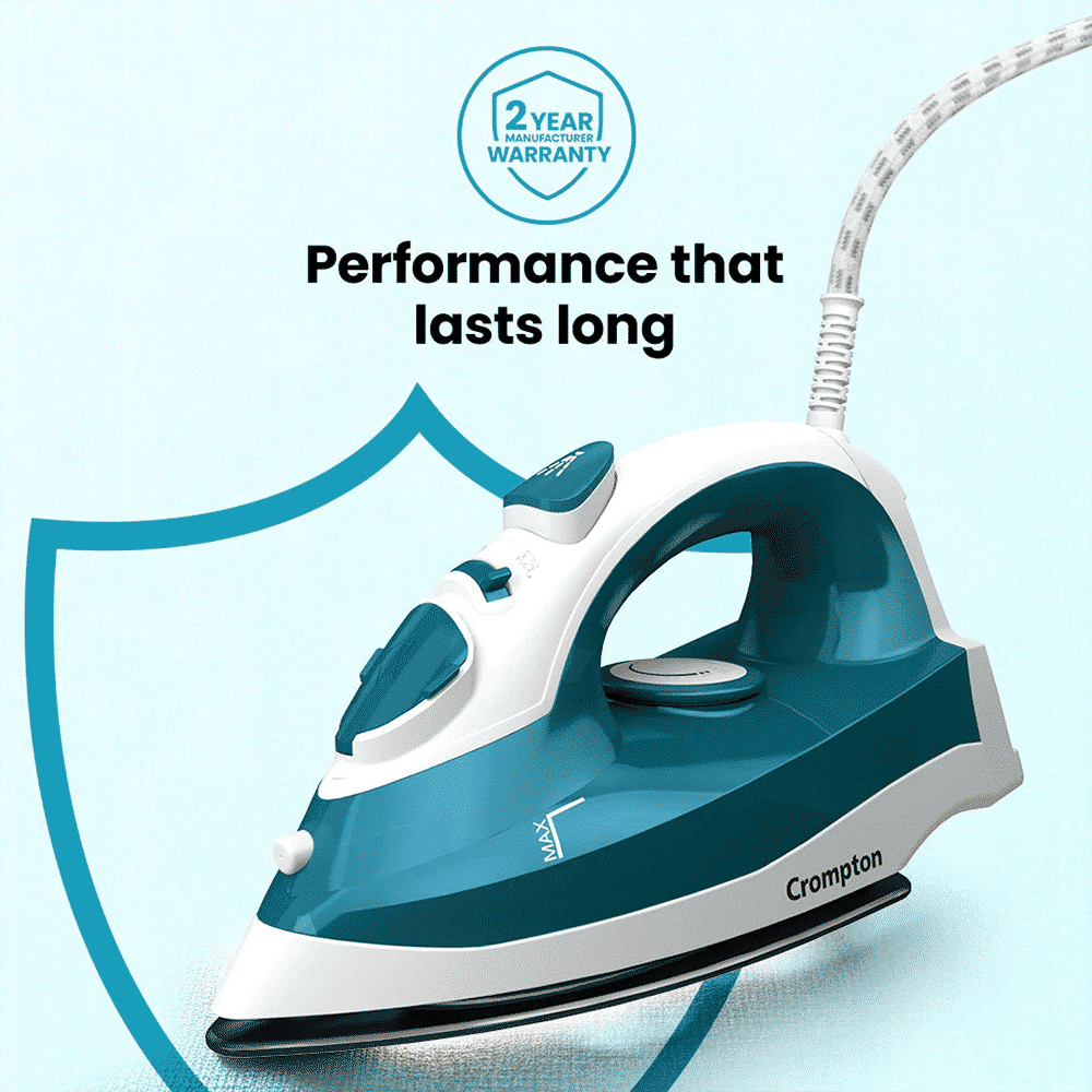 Crompton FabriMax Neo 1250 Watts 200ml Steam Iron (6 Fabric Settings, White & Teal)_12