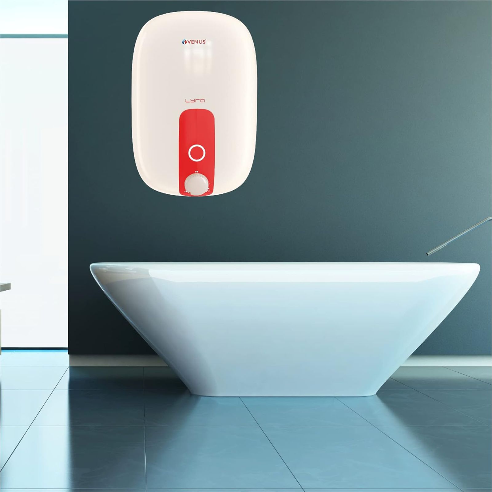 VENUS Lyra 10 Litre 5 Star Vertical Storage Geyser with Porcelain Enamel Technology (Ivory & Red)_5