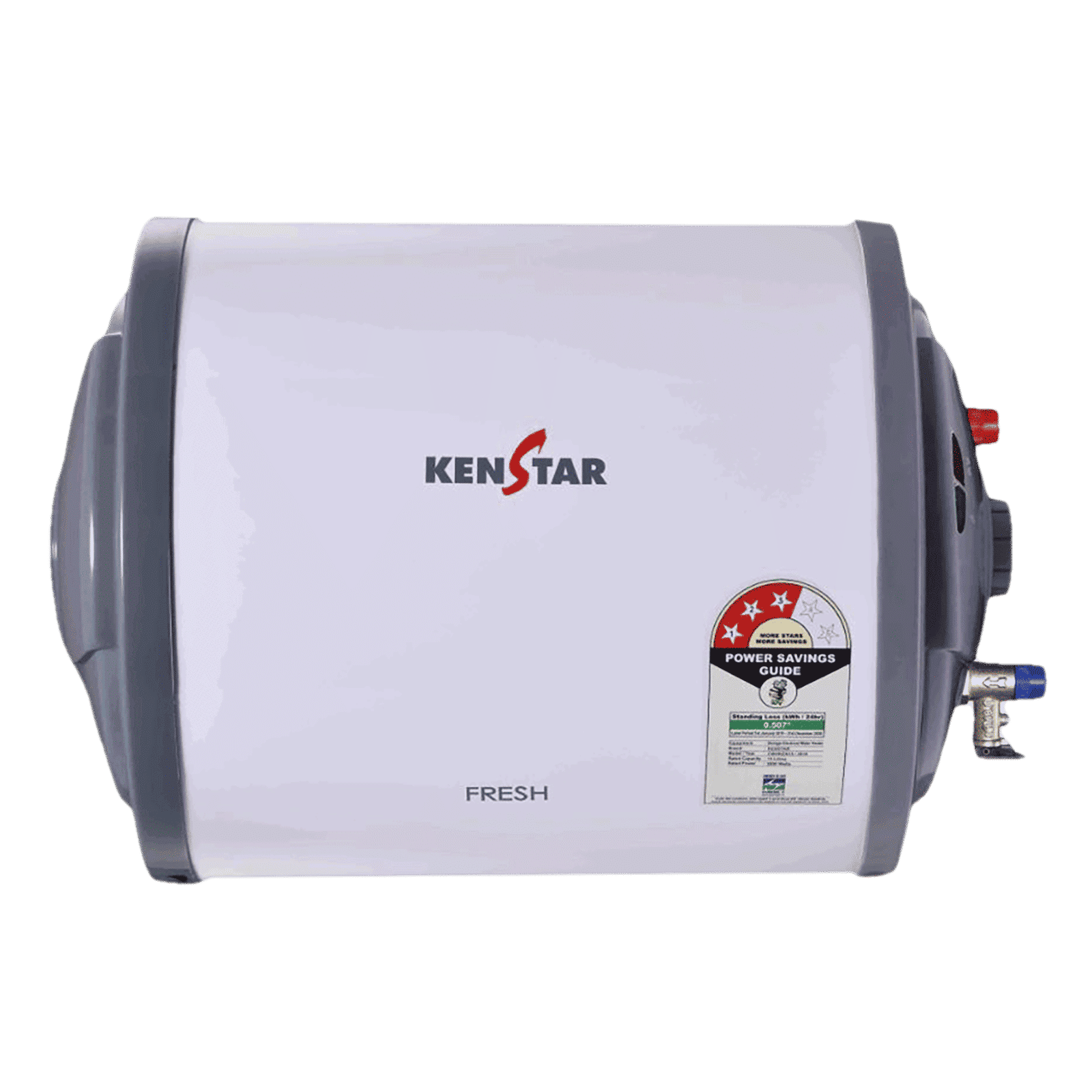 KENSTAR Fresh 10 Litres 3 Star Horizontal Storage Water Geyser with Built-in Thermostat (White/Grey)_1
