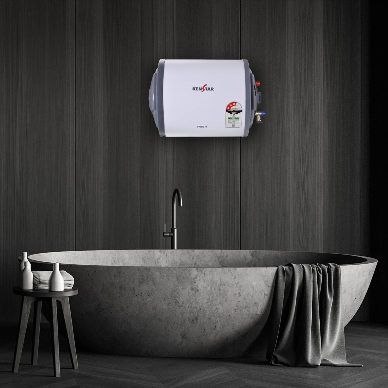 KENSTAR Fresh 10 Litres 3 Star Horizontal Storage Water Geyser with Built-in Thermostat (White/Grey)_8