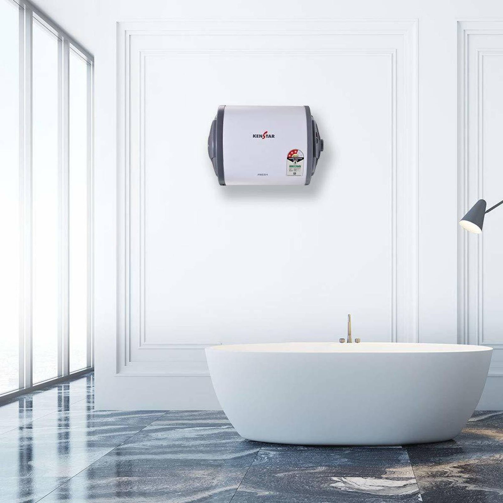 KENSTAR Fresh 10 Litres 3 Star Horizontal Storage Water Geyser with Built-in Thermostat (White/Grey)_9