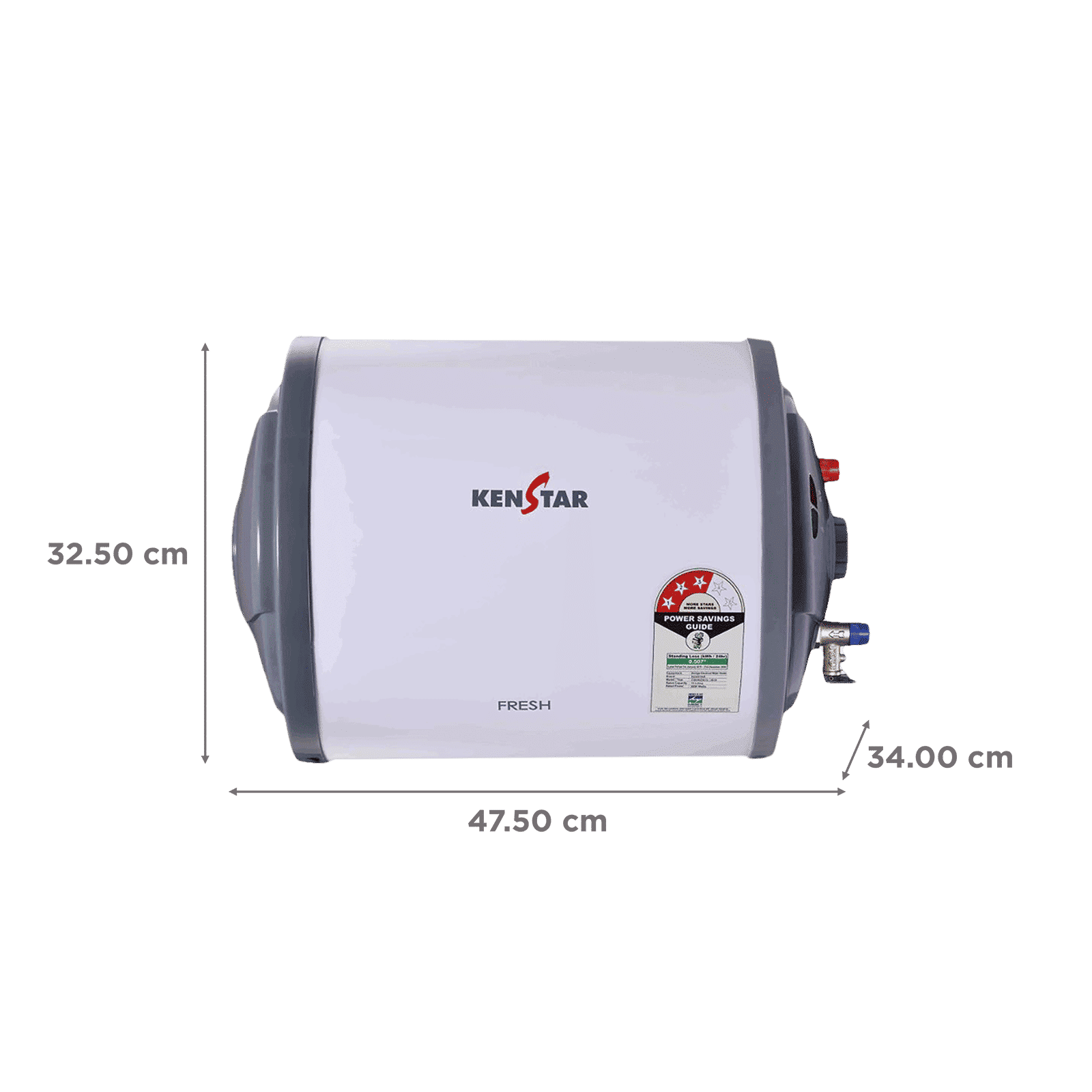 KENSTAR Fresh 10 Litres 3 Star Horizontal Storage Water Geyser with Built-in Thermostat (White/Grey)_2