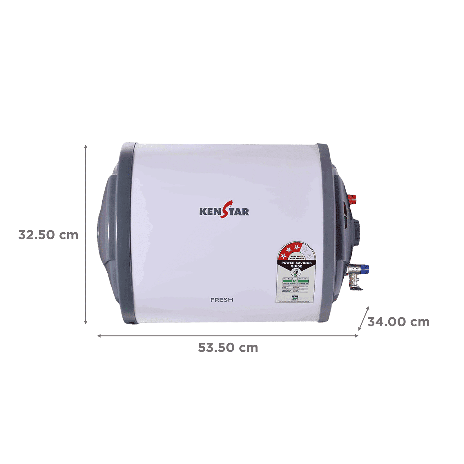 KENSTAR Fresh 15 Litres 3 Star Horizontal Storage Water Geyser with Built-in Thermostat (White/Grey)_2