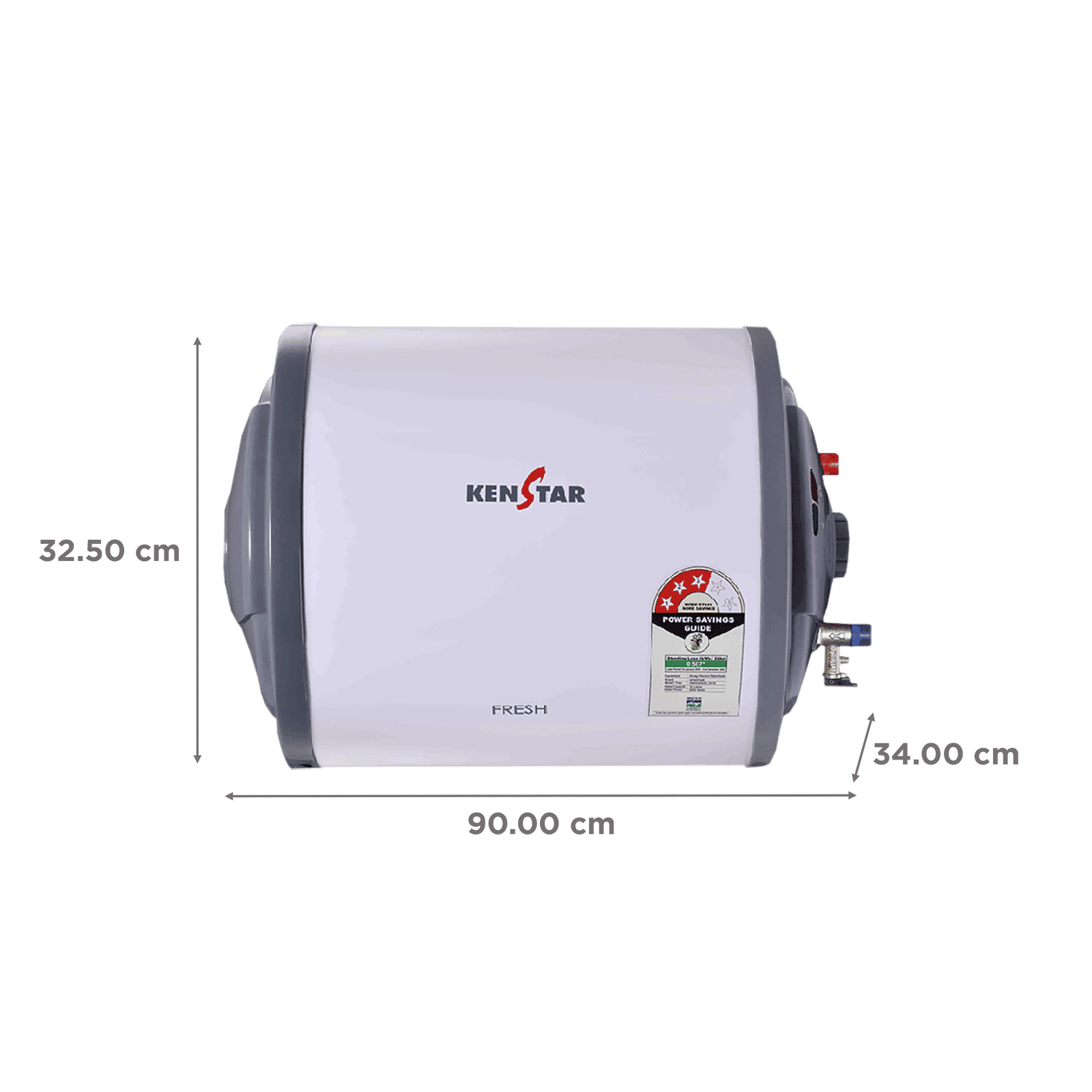 KENSTAR Fresh 25 Litres 3 Star Horizontal Storage Water Geyser with Pressure Release Valve (White/Grey)_2