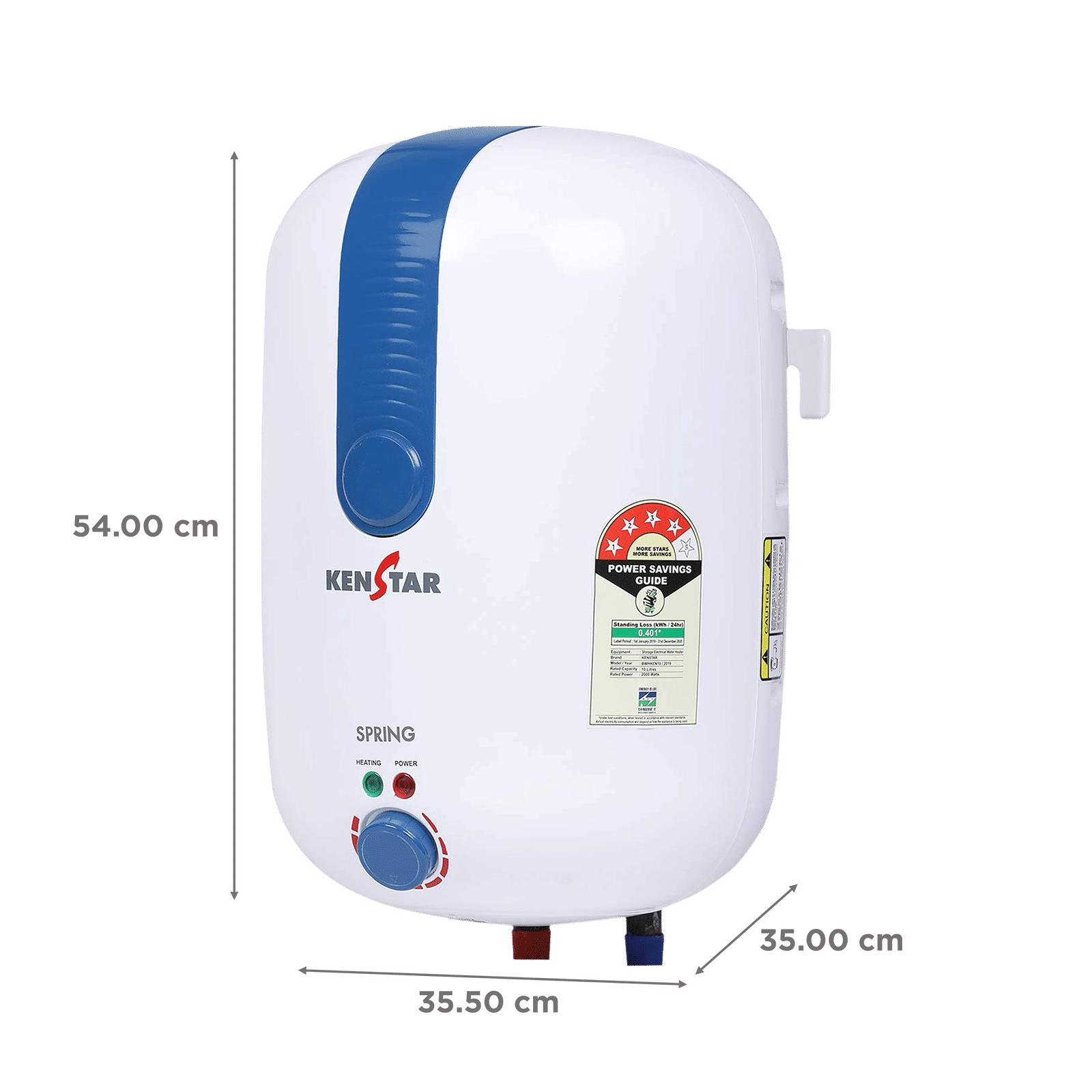 KENSTAR Spring 10 Litres 4 Star Vertical Storage Water Geyser with 8 Bar (White/Blue)_2