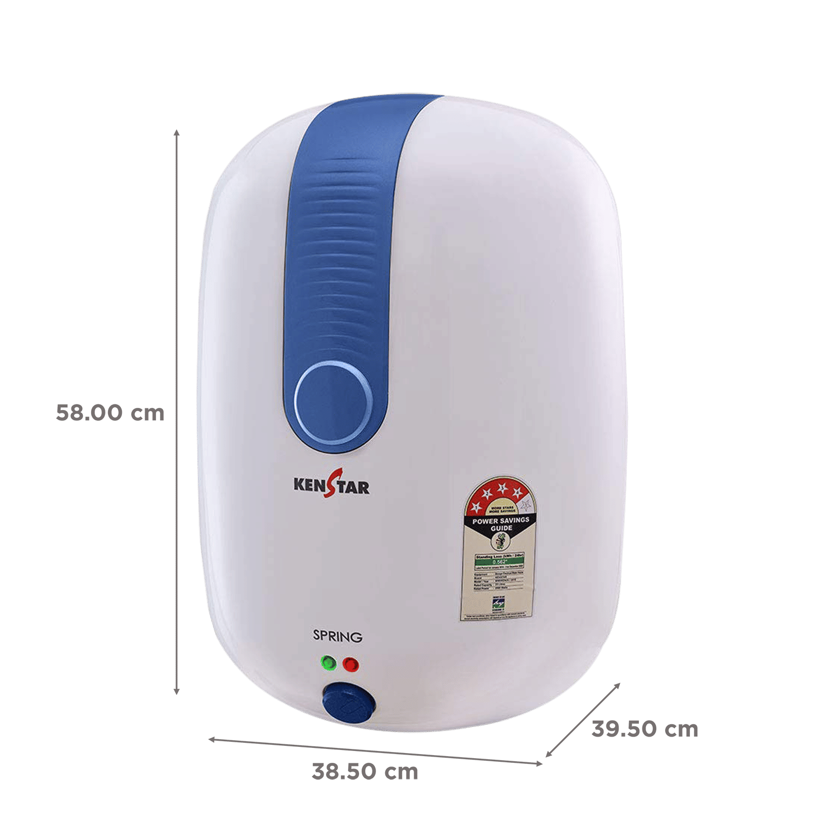 KENSTAR Spring 25 Litres 4 Star Vertical Storage Water Geyser with Glass Line Coated (White/Blue)_2