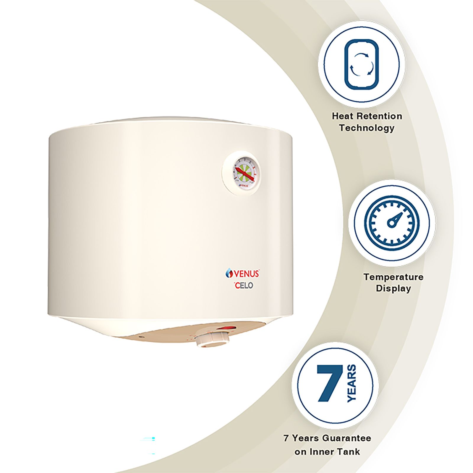 VENUS Celo 10 Litres 5 Star Storage Water Geyser (2000 Watts, 010CV, Ivory)_10