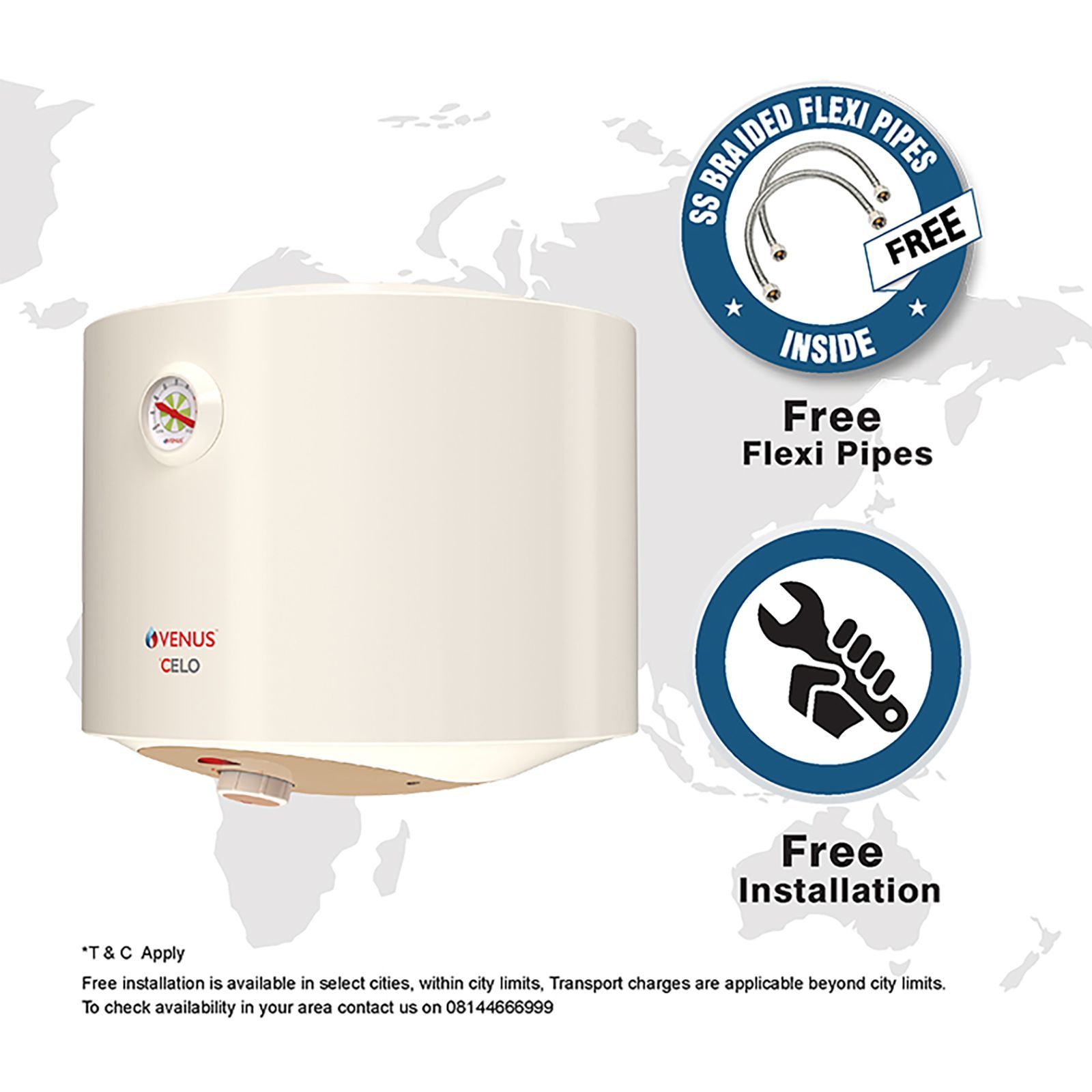 VENUS Celo 10 Litres 5 Star Vertical Storage Water Geyser with Hard Water Protection (White)_9