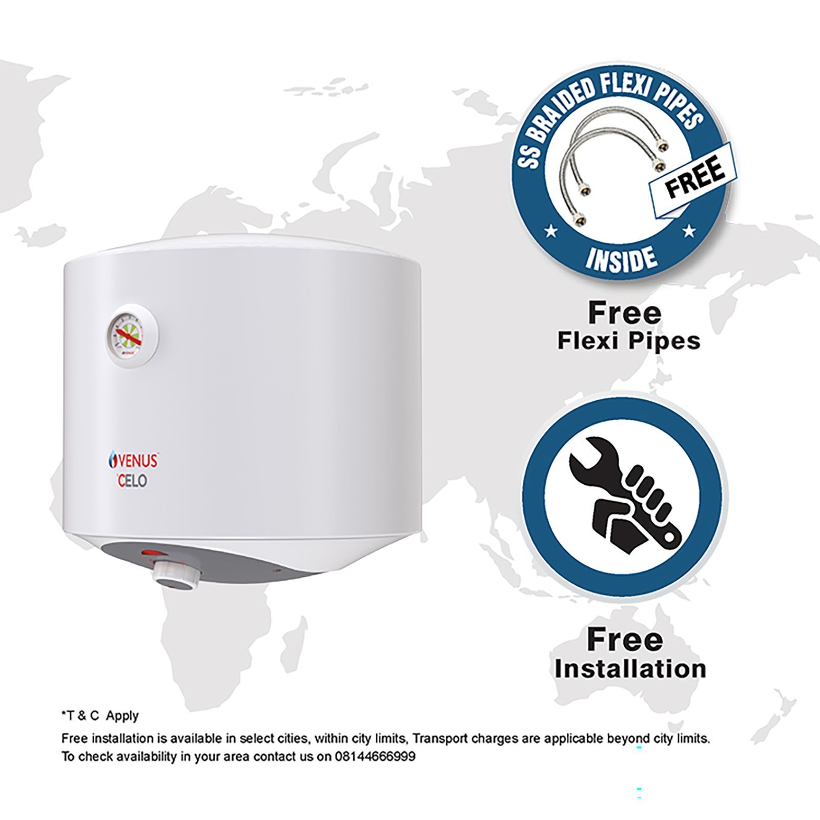 VENUS Celo 15 Litres 5 Star Storage Water Geyser (2000 Watts, 015CV, White)_9