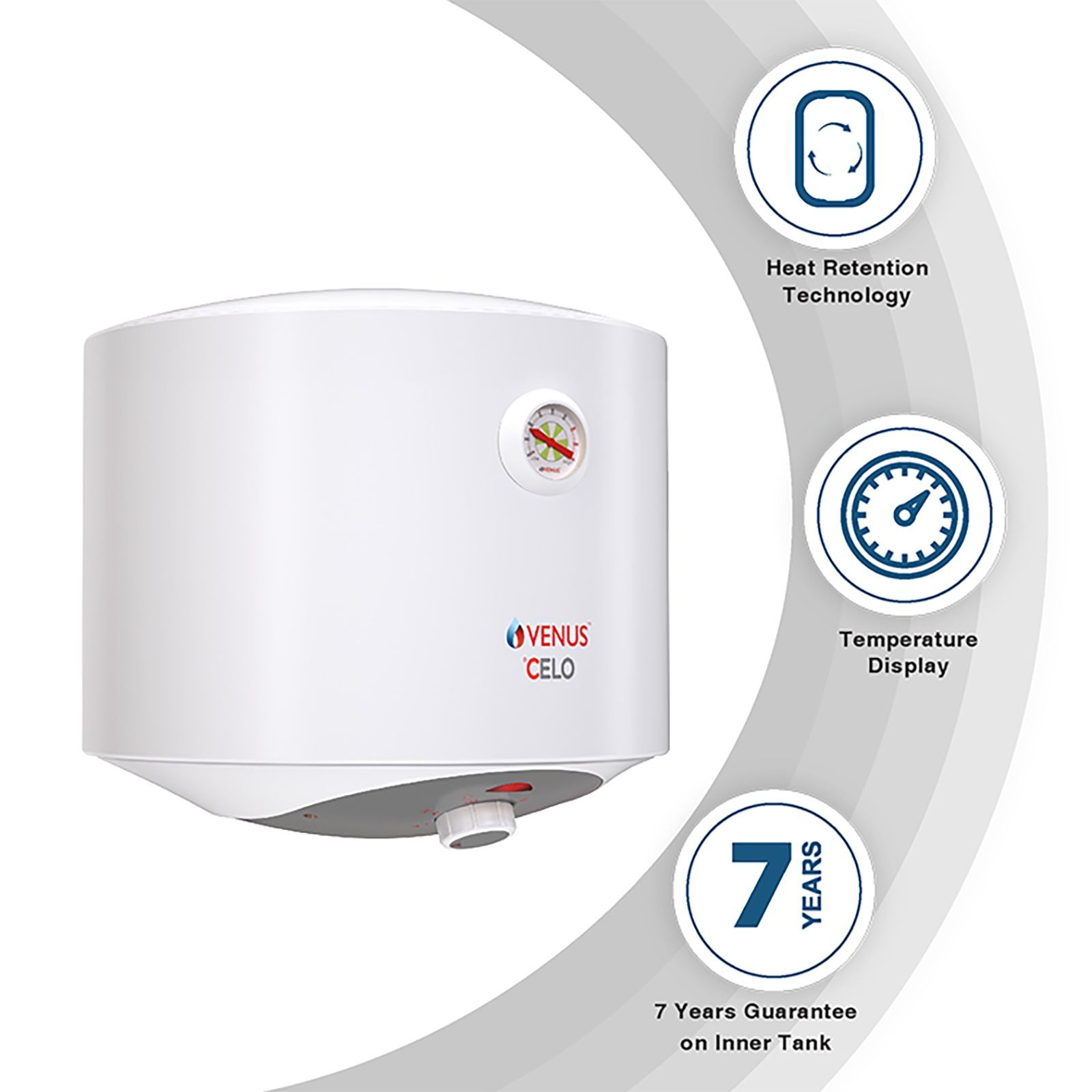 VENUS Celo 15 Litres 5 Star Storage Water Geyser (2000 Watts, 015CV, White)_8