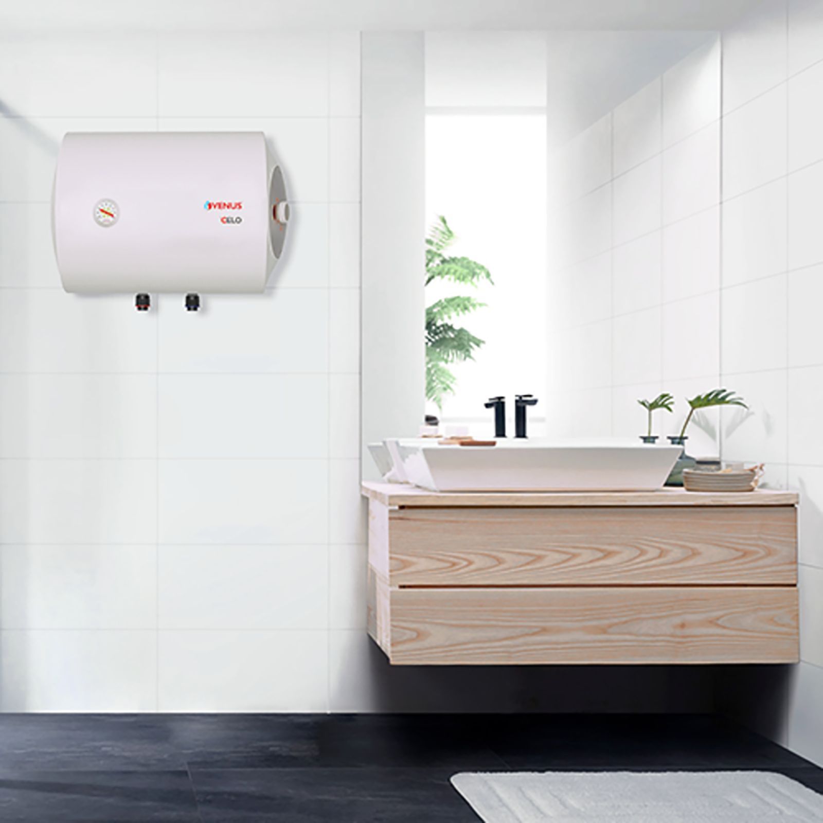 VENUS Celo 15 Litres 5 Star Horizontal Storage Water Geyser with Hard Water Protection (White)_5