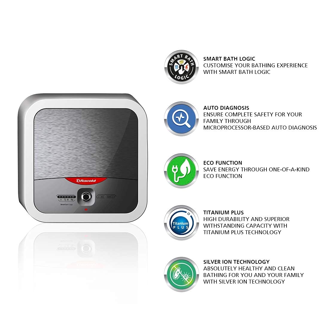 Racold Omnis Lux Plus 10 Litres 5 Star Vertical Storage Water Geyser with Silver Ion Technology (White/Silver)_8