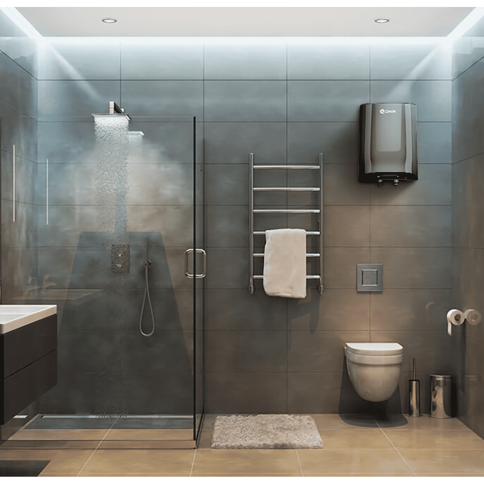 AO Smith MiniBot 3 Litres 5 Star Vertical Instant Water Geyser with Glass Coated (Black)_5