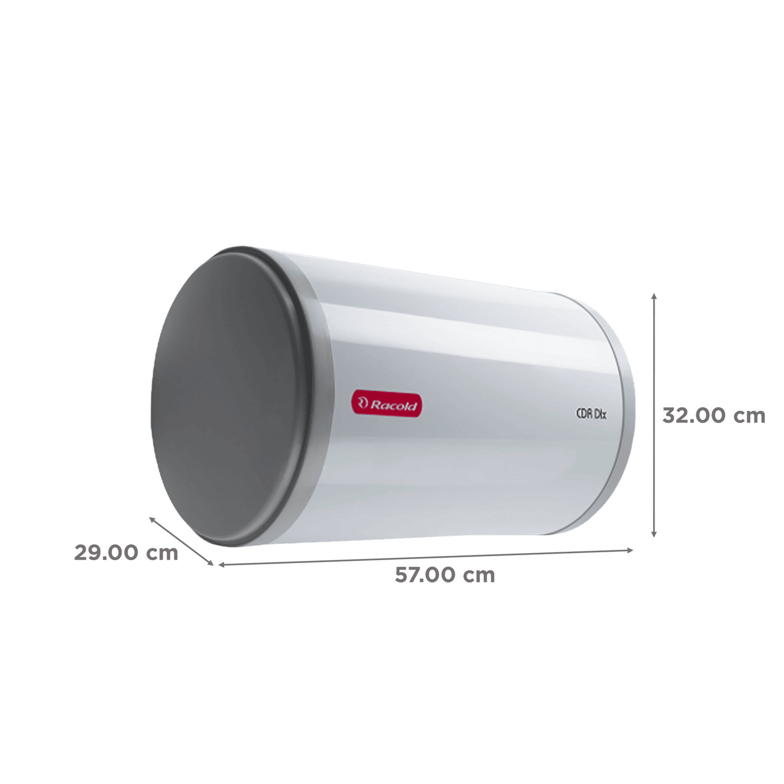 Racold CDR DLX 15 Litres 4 Star Horizontal Storage Geyser With LHS Water Inlet (White & Grey Dome)_2