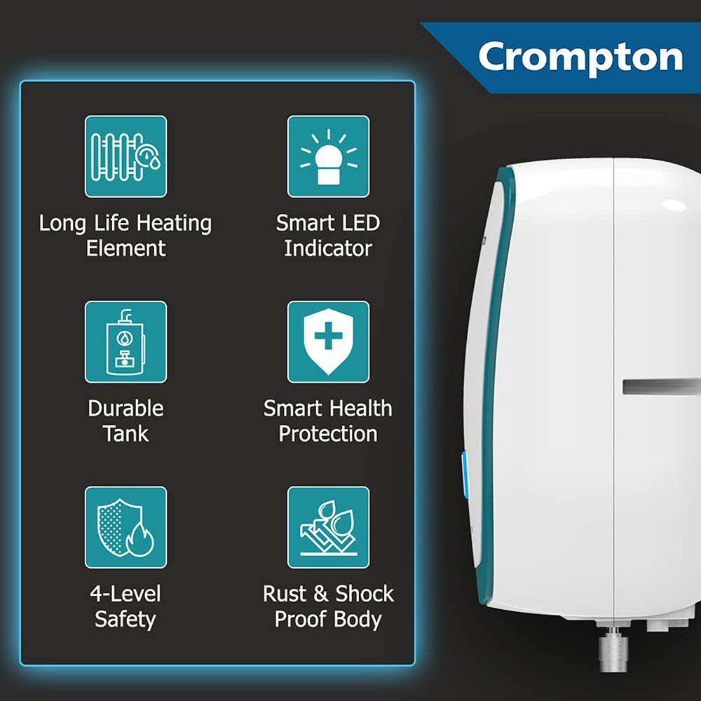 Crompton Solarium Vogue 3 Litre Vertical Instant Geyser with Rust Proof (White & Turquoise Blue) Crompton Solarium Vogue 3 Litre Vertical Instant Geyser with Rust Proof (White & Turquoise Blue)_12