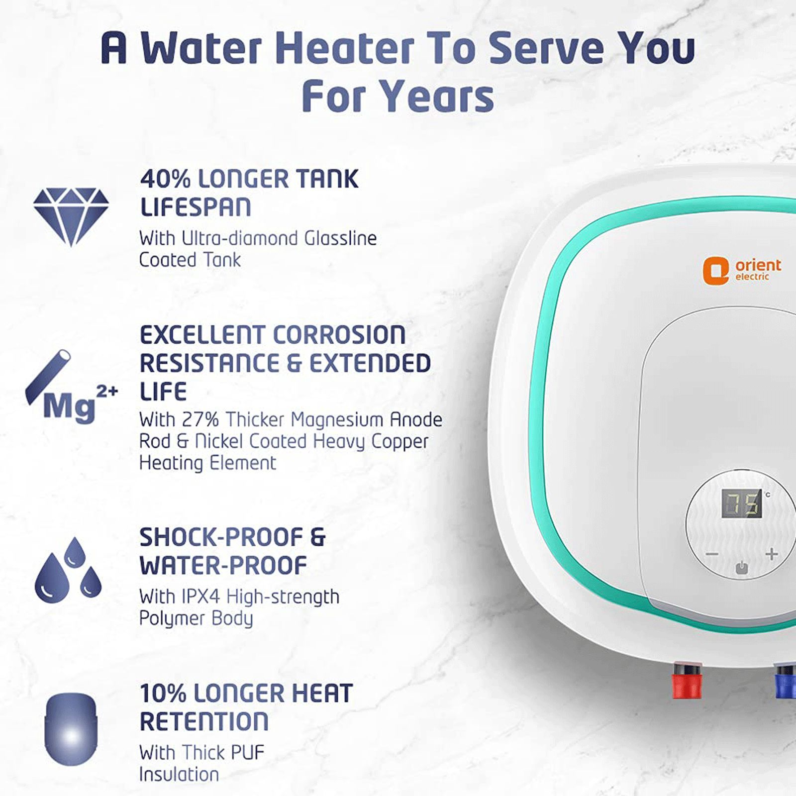 Orient Aquator 6 Litres 5 Star Vertical Storage Water Geyser with Copper Heating Element (White)_7