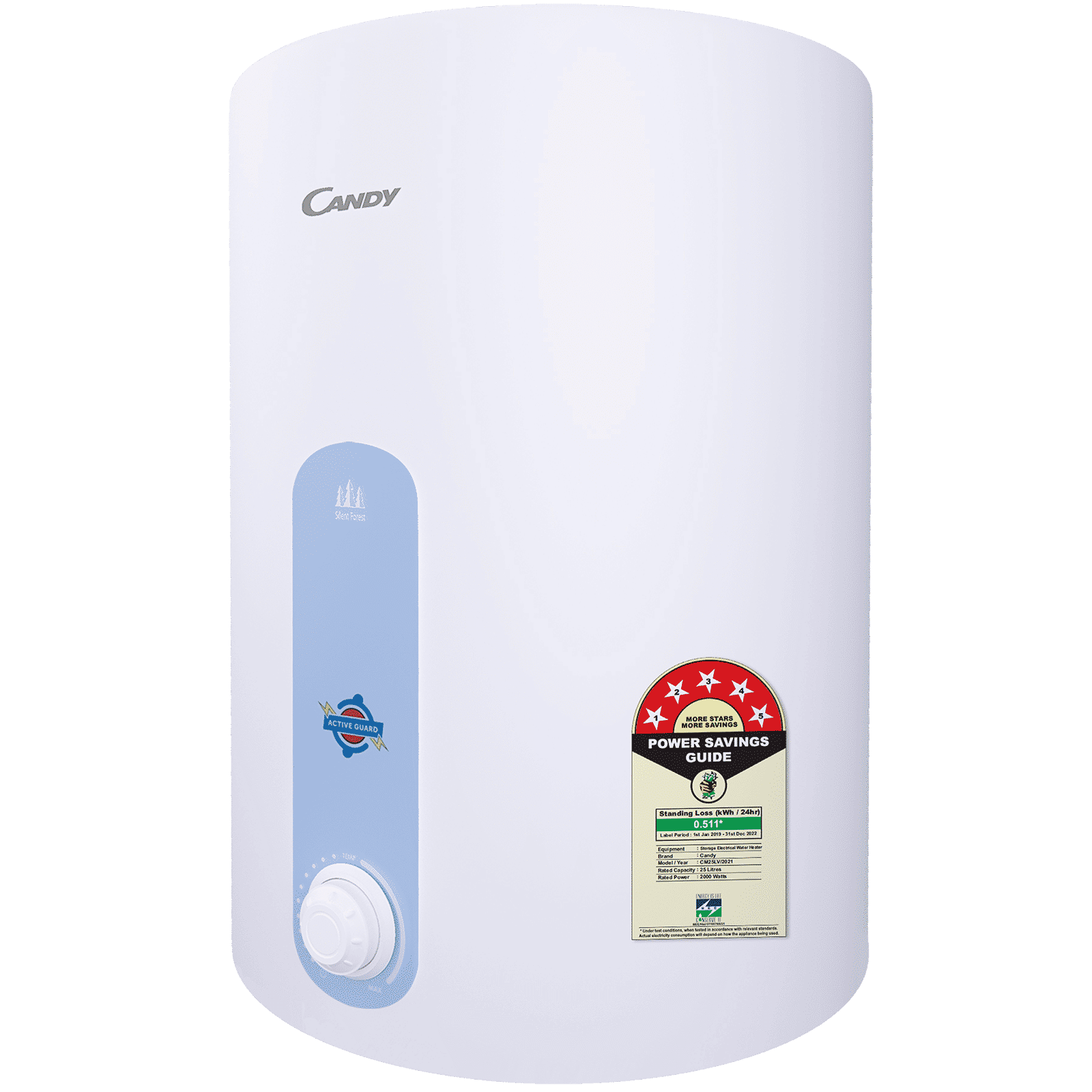 CANDY 25 Litres 5 Star Vertical Storage Water Geyser with Glass Coated Incoloy Heating Element (White)_4